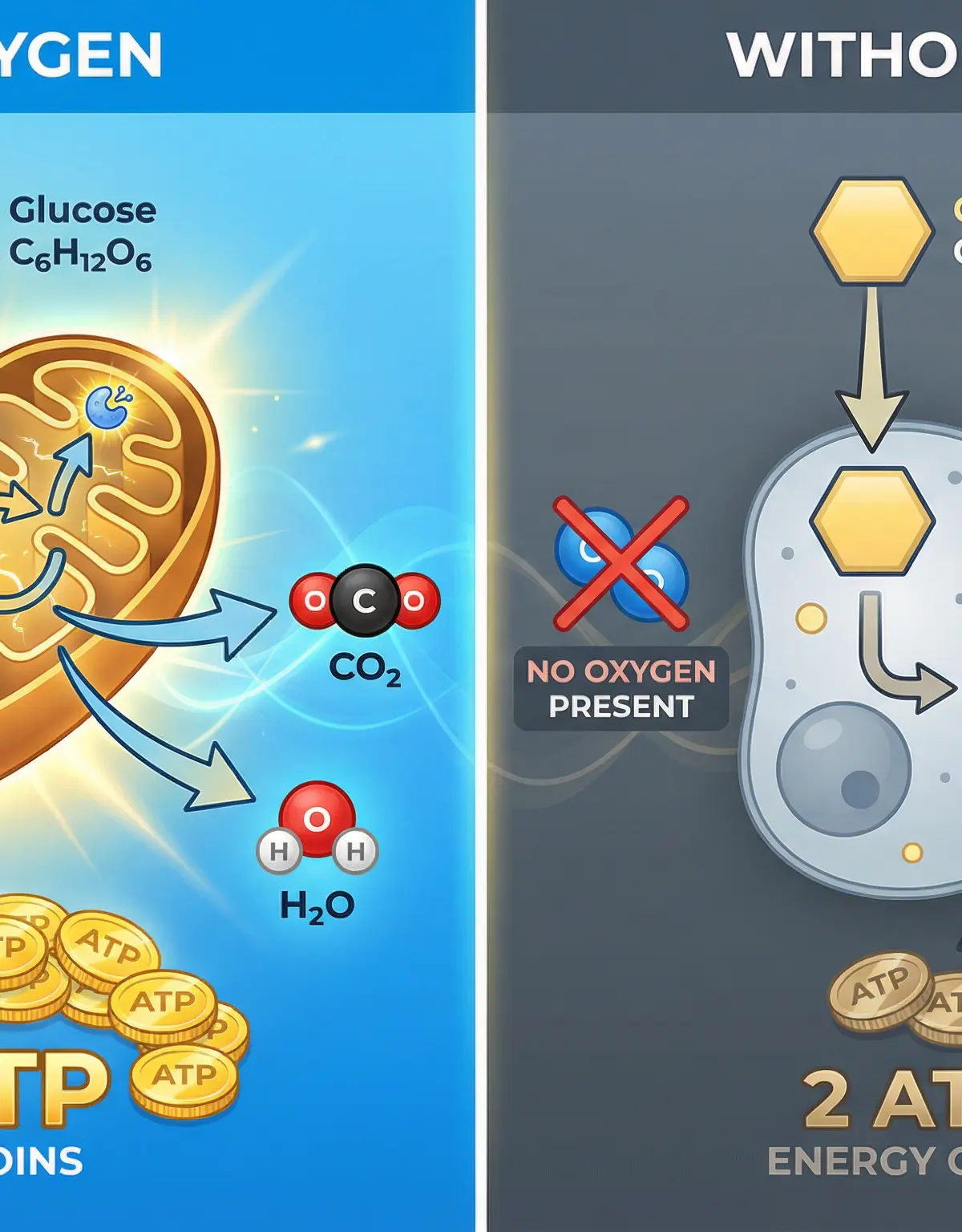 Aerobic vs Anaerobic Respiration - key differences