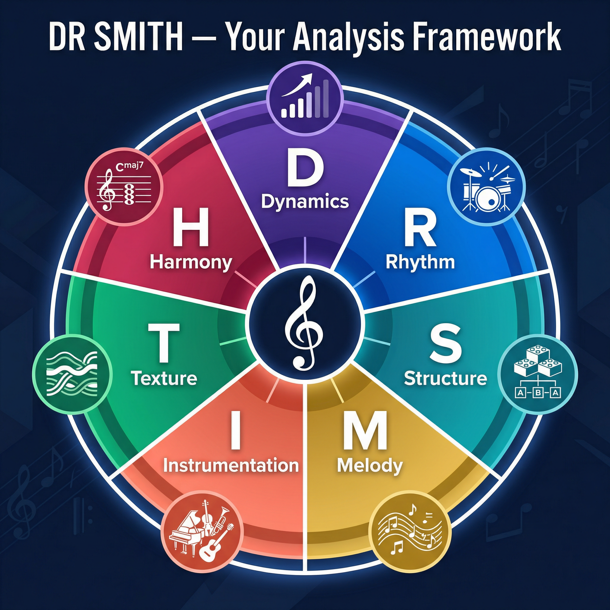 The DR SMITH framework for analysing music.