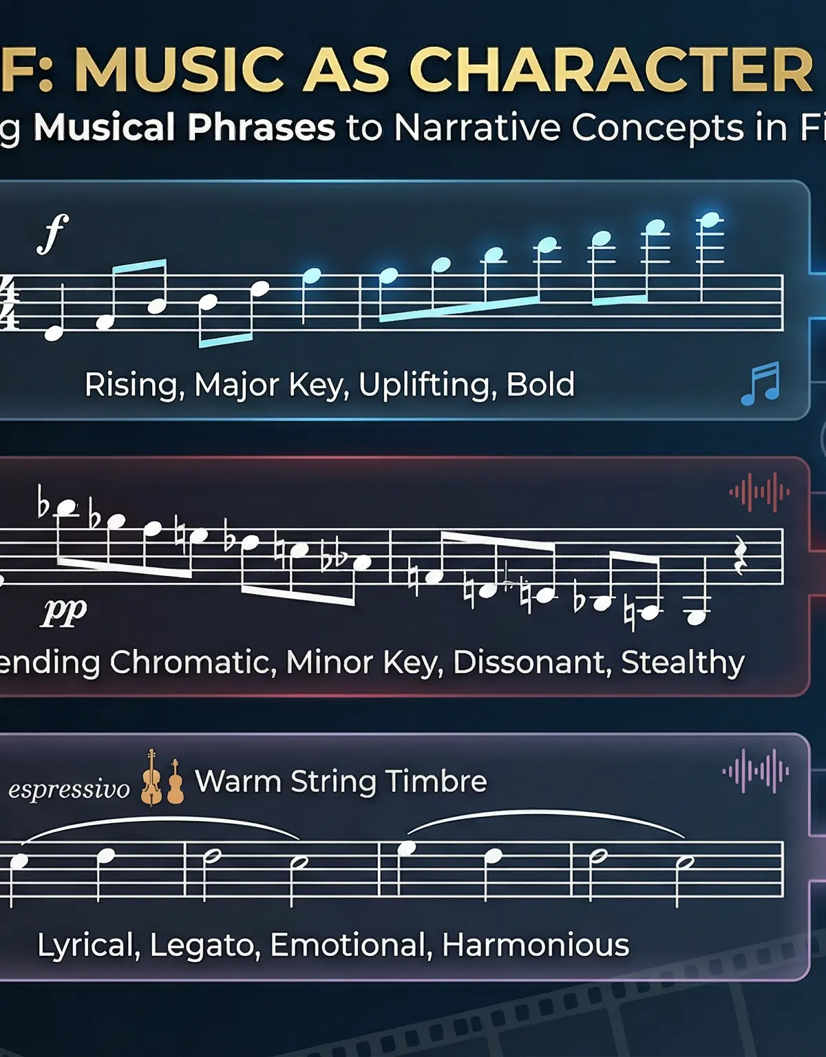 Visual explanation of how leitmotifs function as character identity.