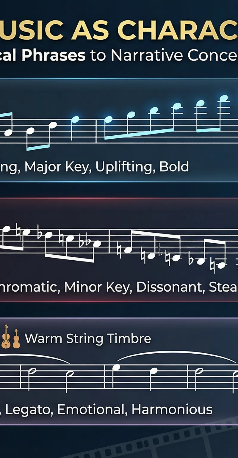 Visual explanation of how leitmotifs function as character identity.
