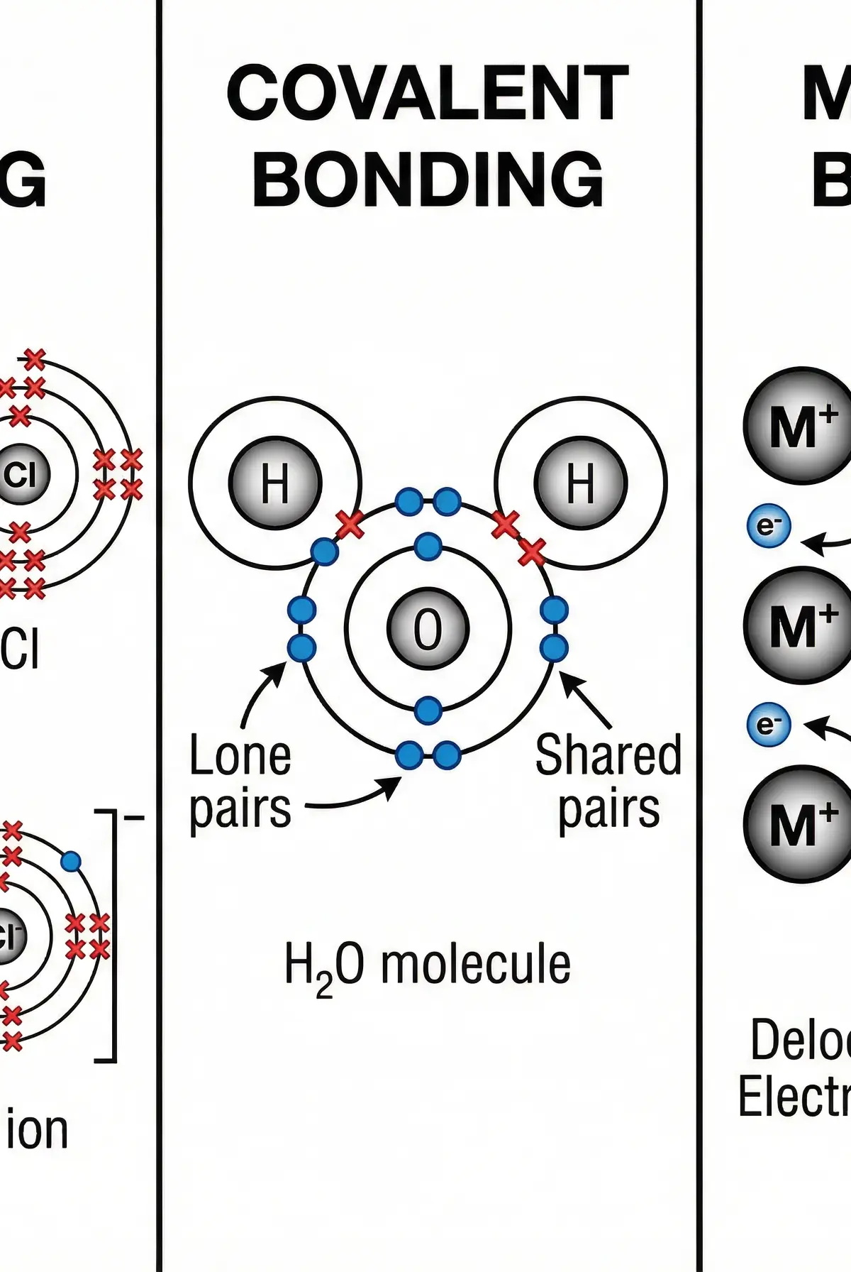 Comparison of Ionic, Covalent, and Metallic Bonding