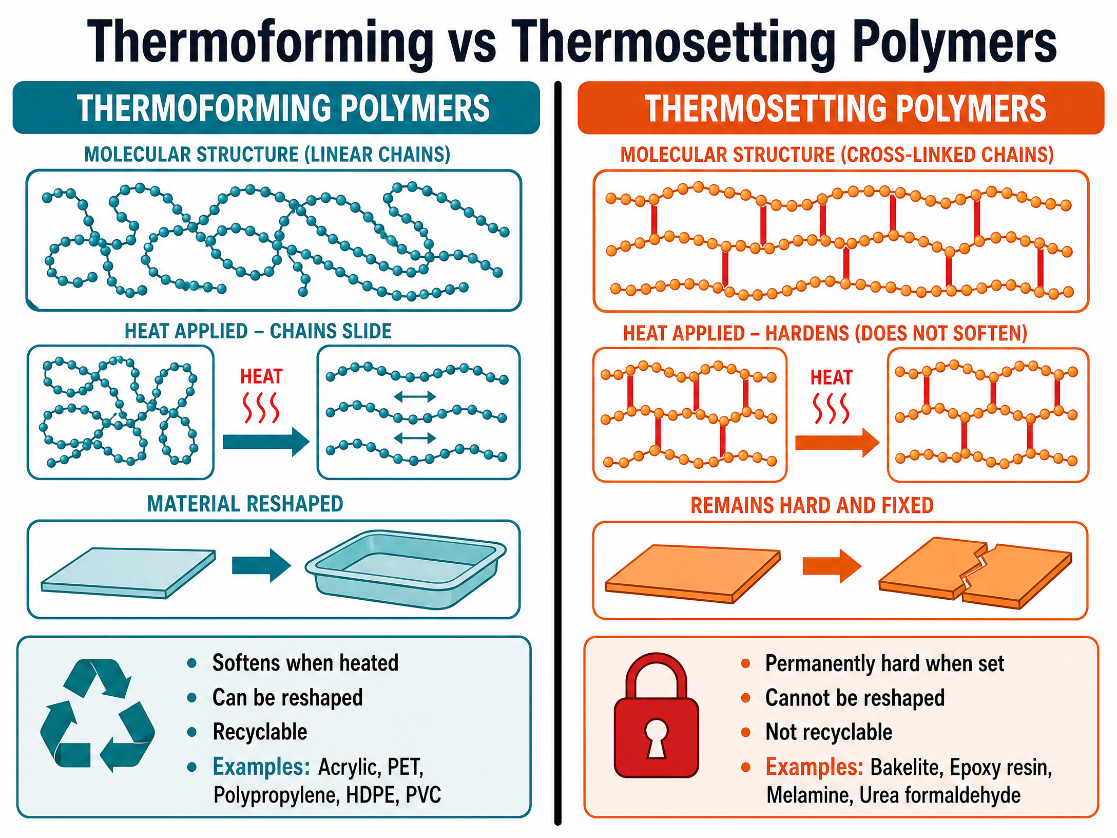 Molecular Structure: Thermoforming vs Thermosetting