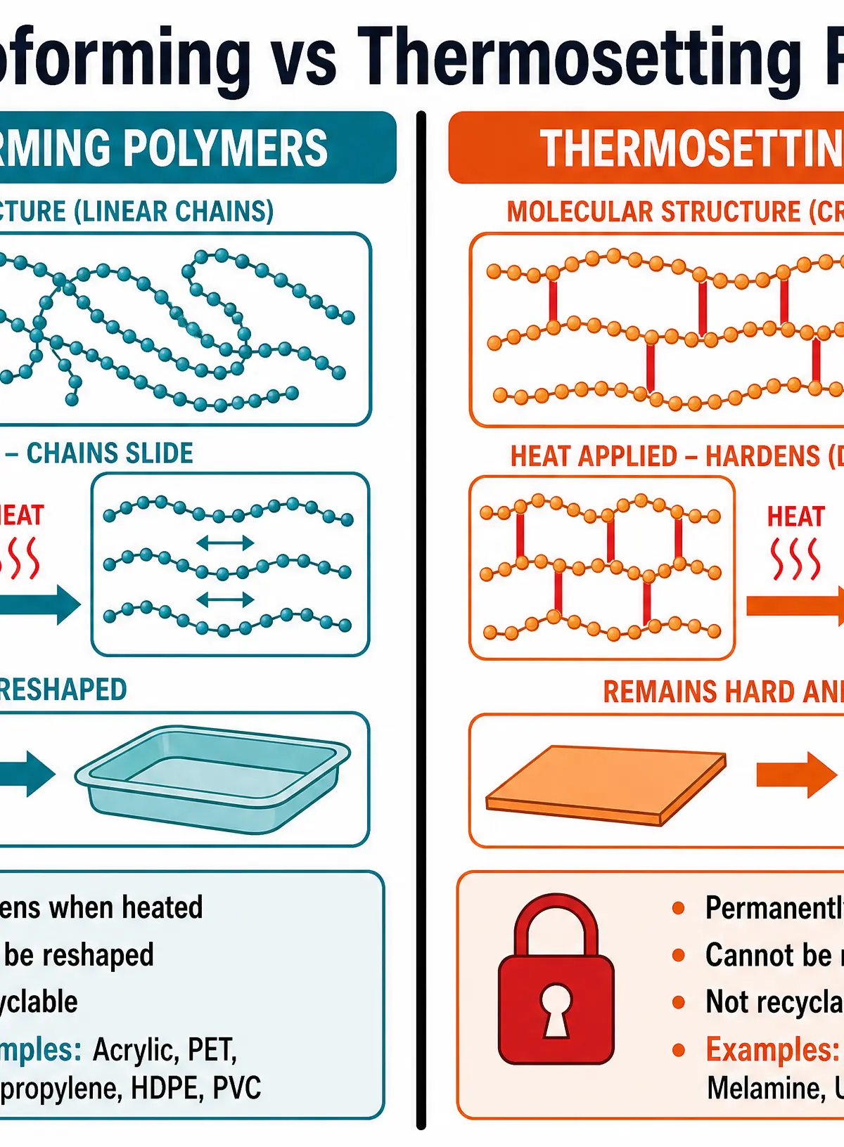 Molecular Structure: Thermoforming vs Thermosetting