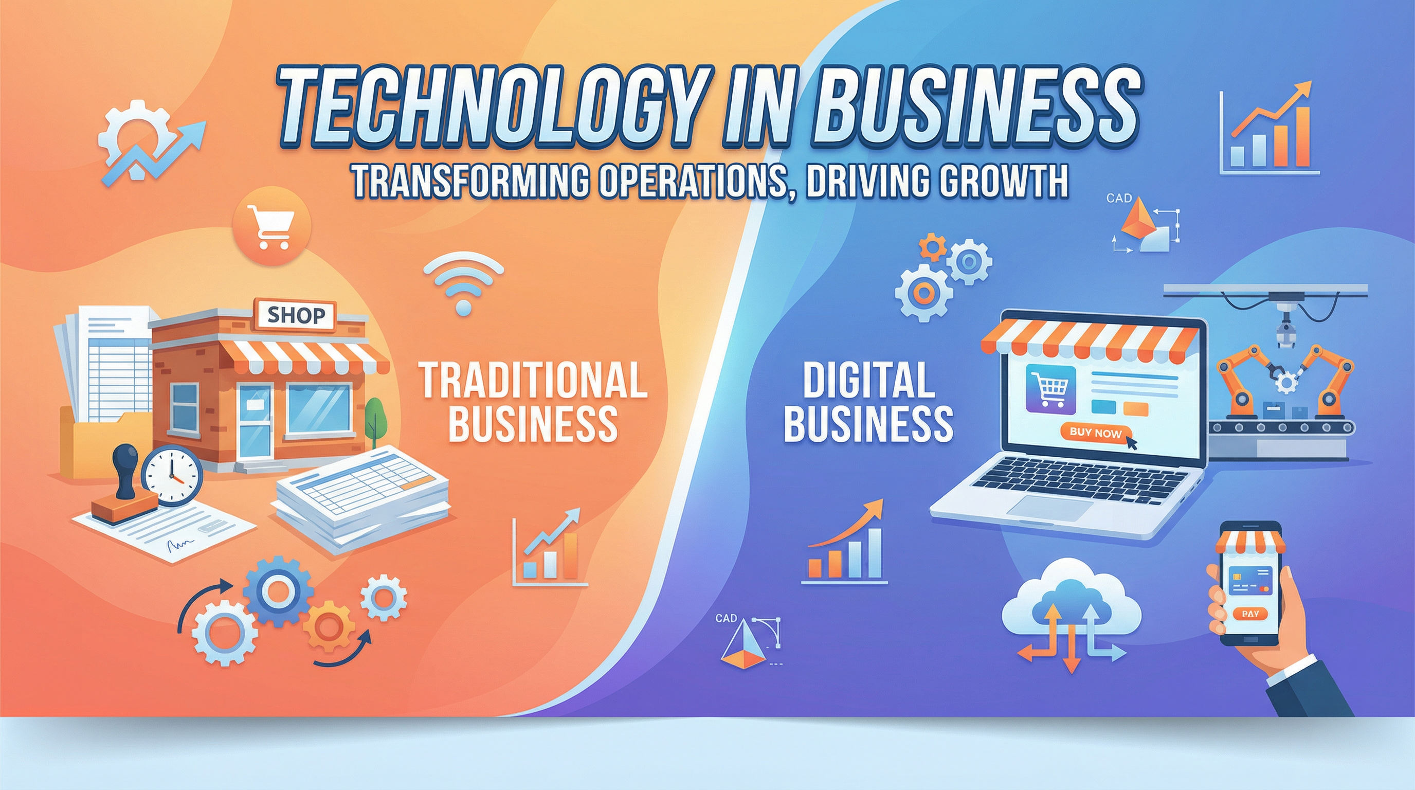 Technology in Business — AQA GCSE study guide illustration