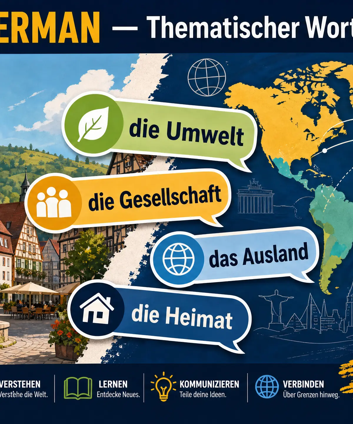 Header image for Theme-based vocabulary (Higher): Local, national, international and global areas of interest