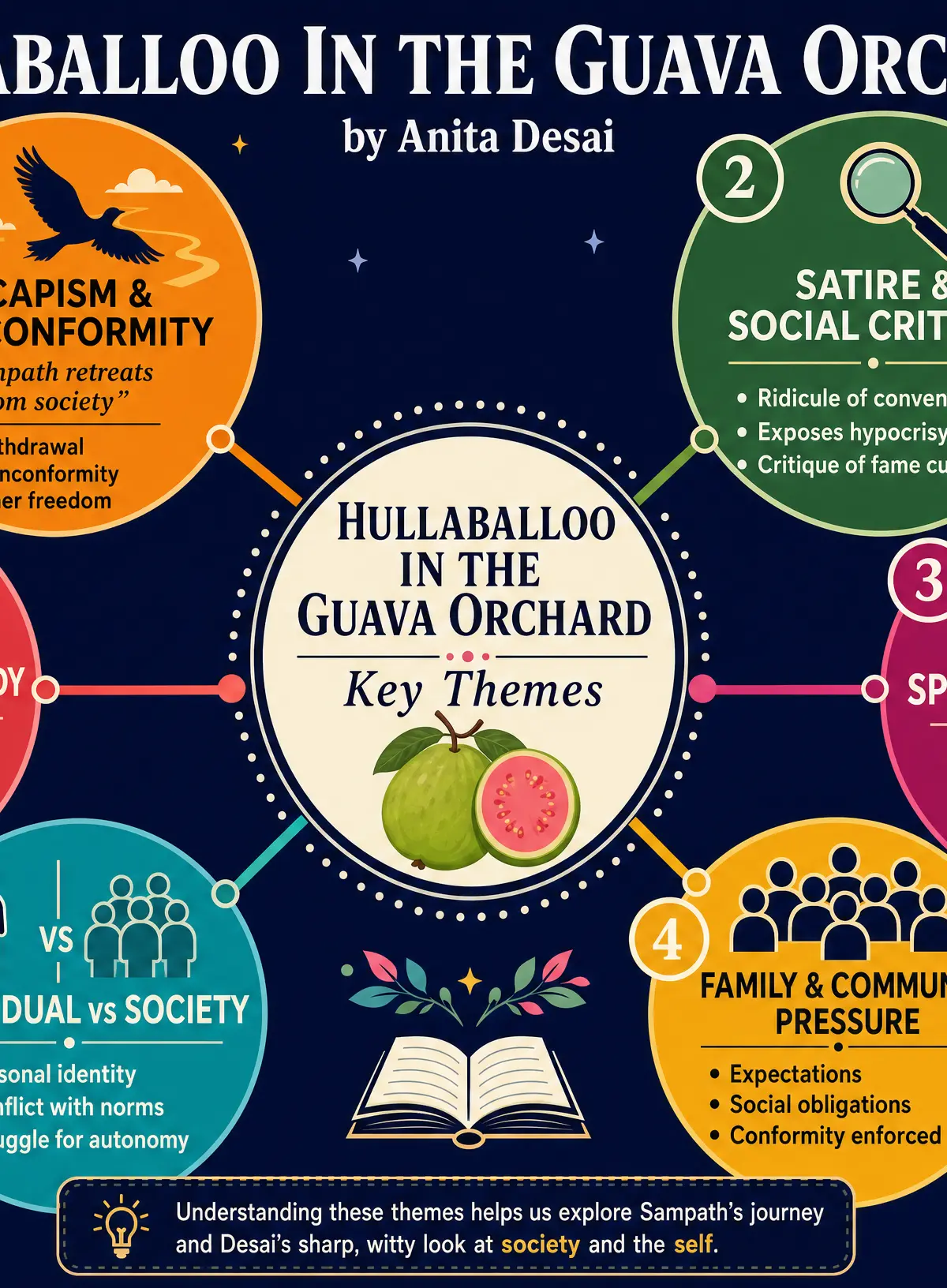Key Themes in Hullaballoo in the Guava Orchard
