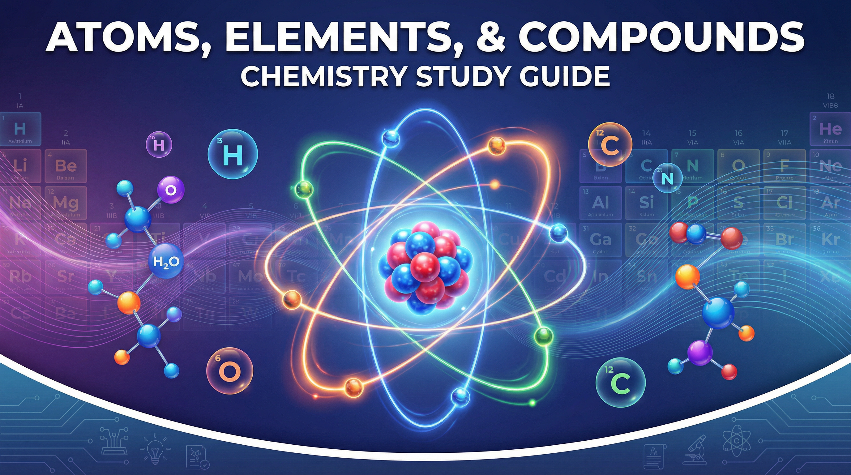 Atoms, elements and compounds — AQA GCSE study guide illustration