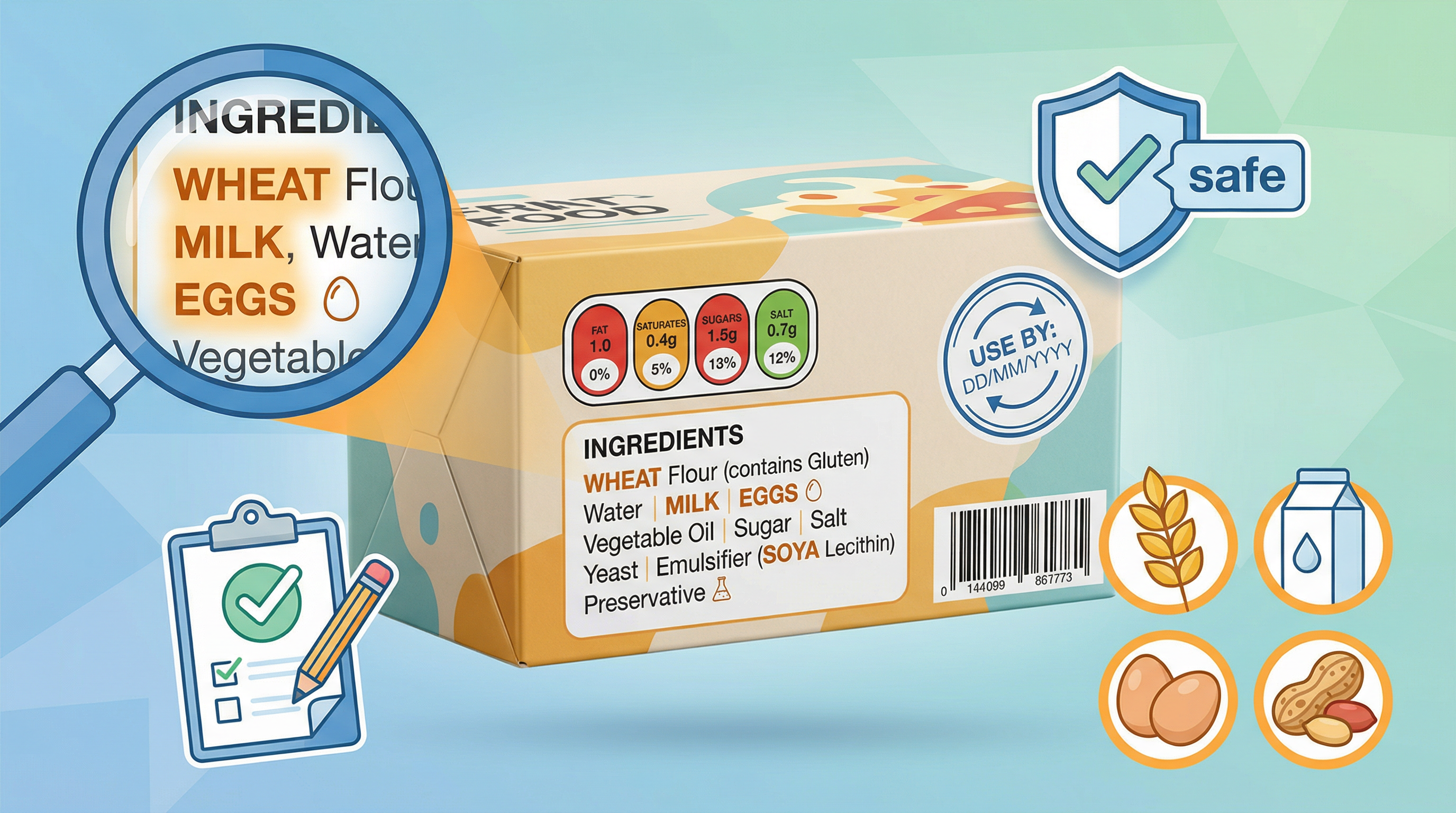 Food labelling regulations — AQA GCSE study guide illustration