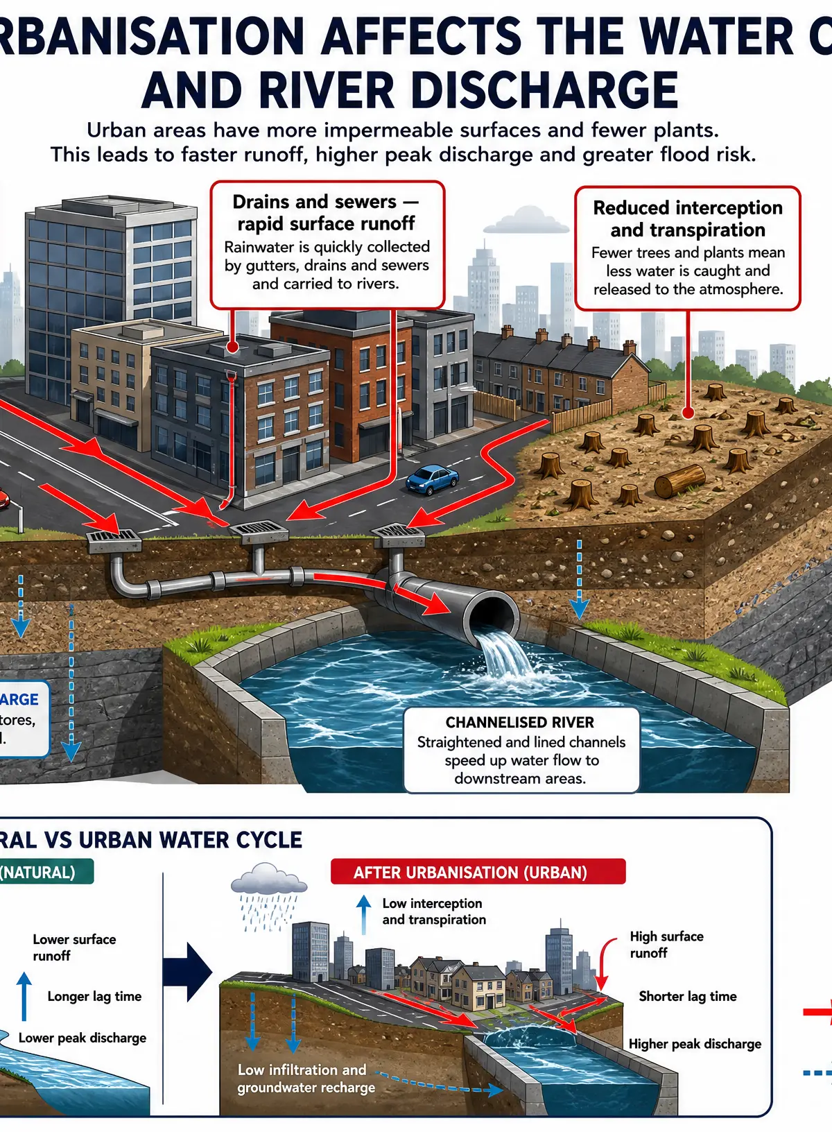 How Urbanisation Affects River Discharge