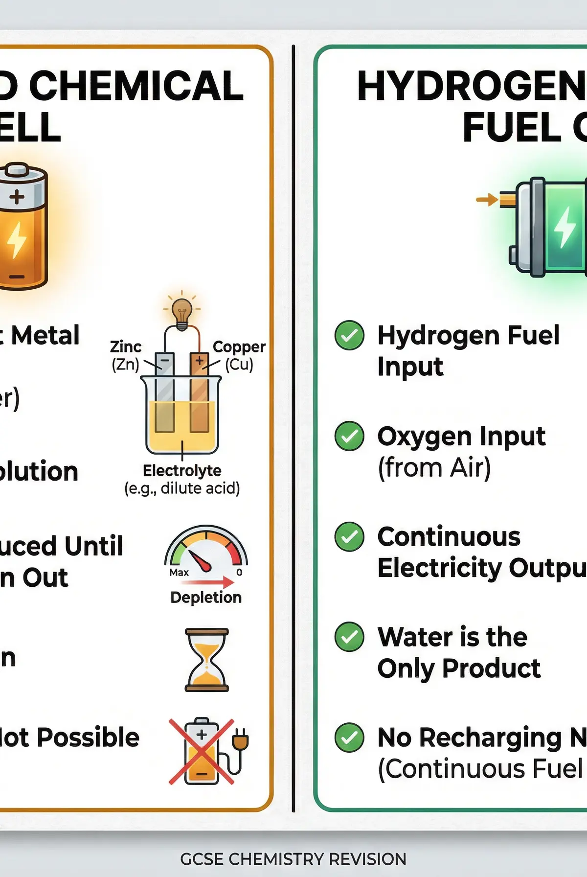 Standard Chemical Cell vs Fuel Cell