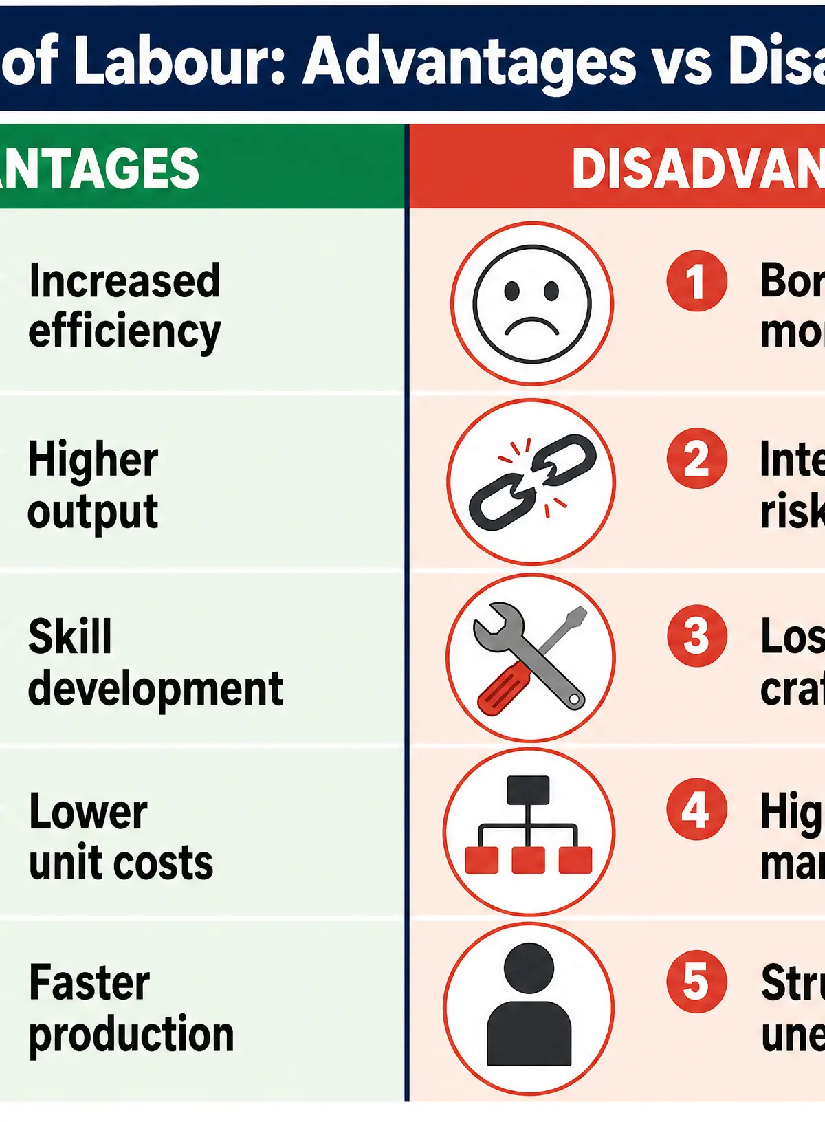 Division of Labour: Advantages vs Disadvantages
