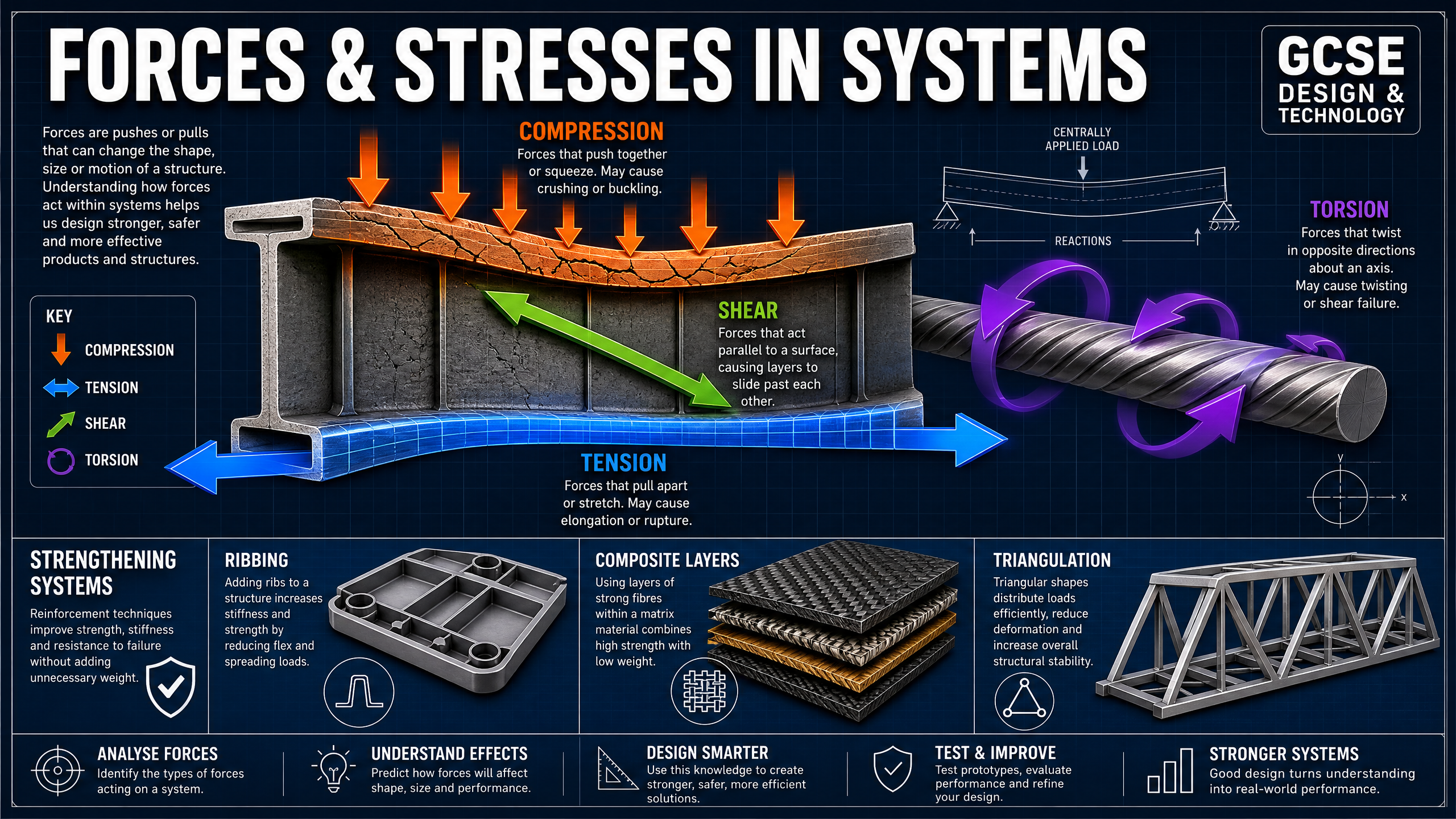 Forces & Stresses in Systems: Core concepts and reinforcement strategies.