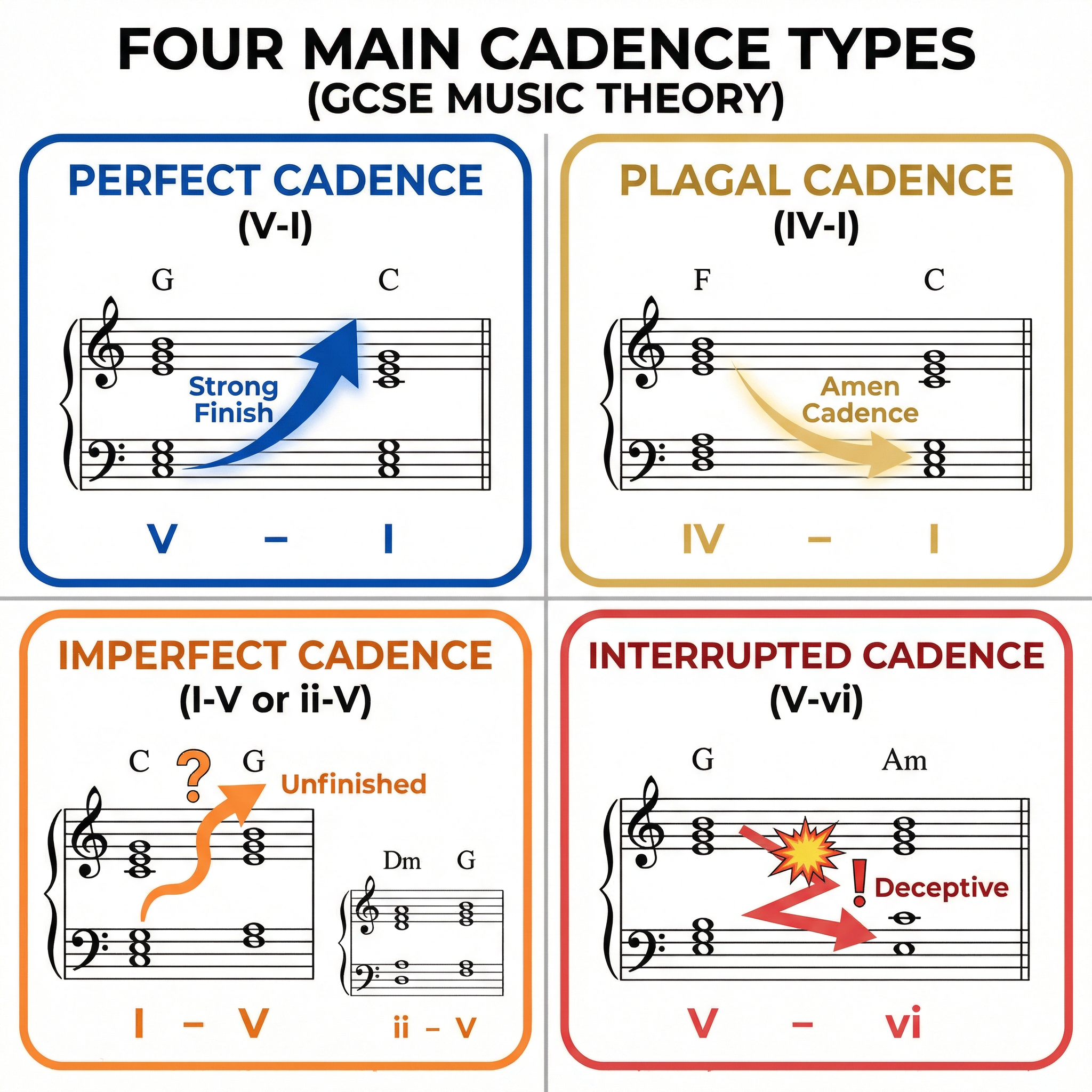 Visual summary of the four key cadences and their characteristics.