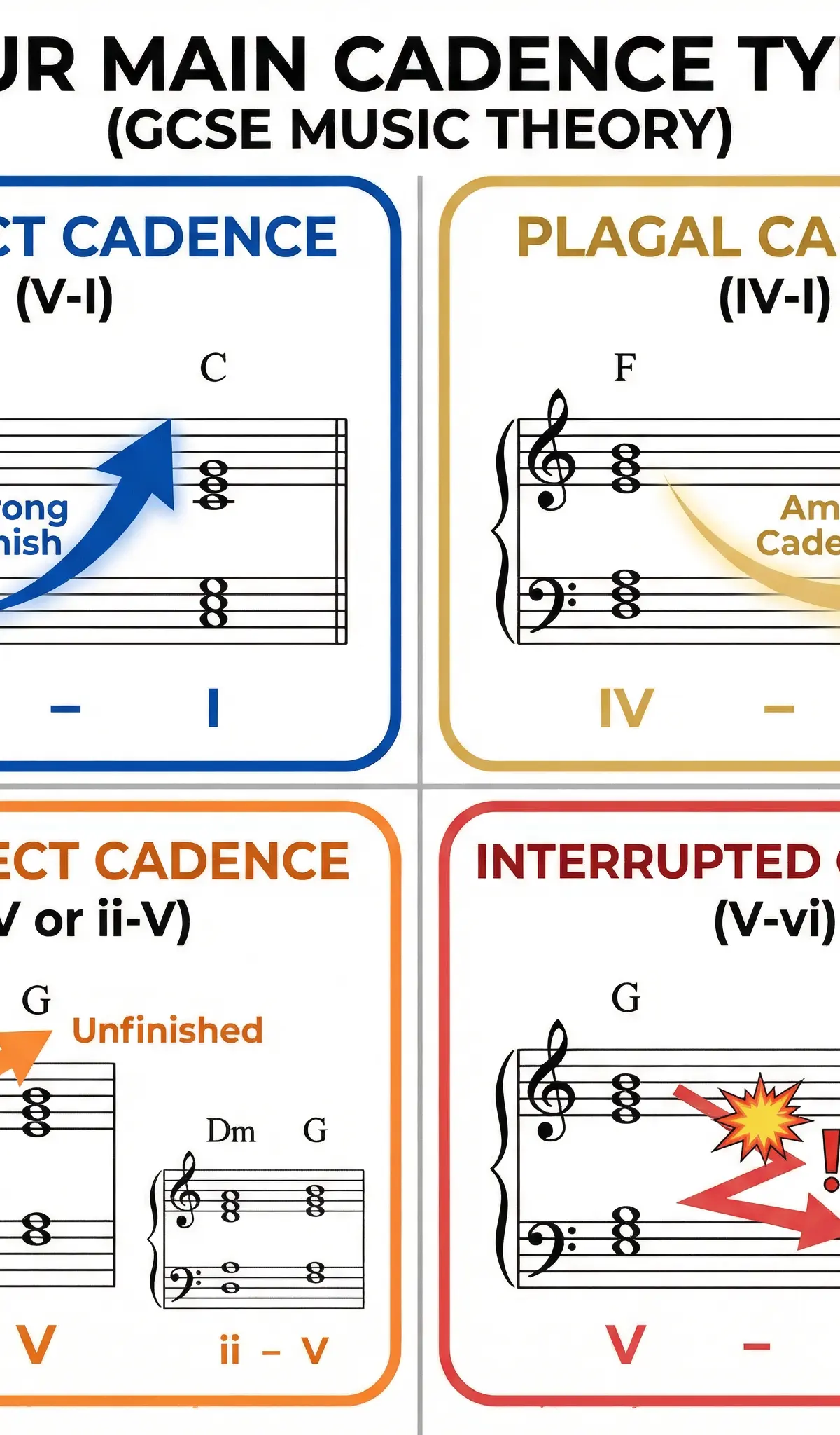 Visual summary of the four key cadences and their characteristics.