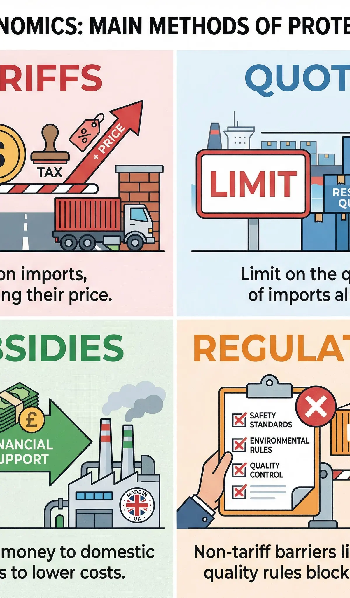 The main tools of protectionism.