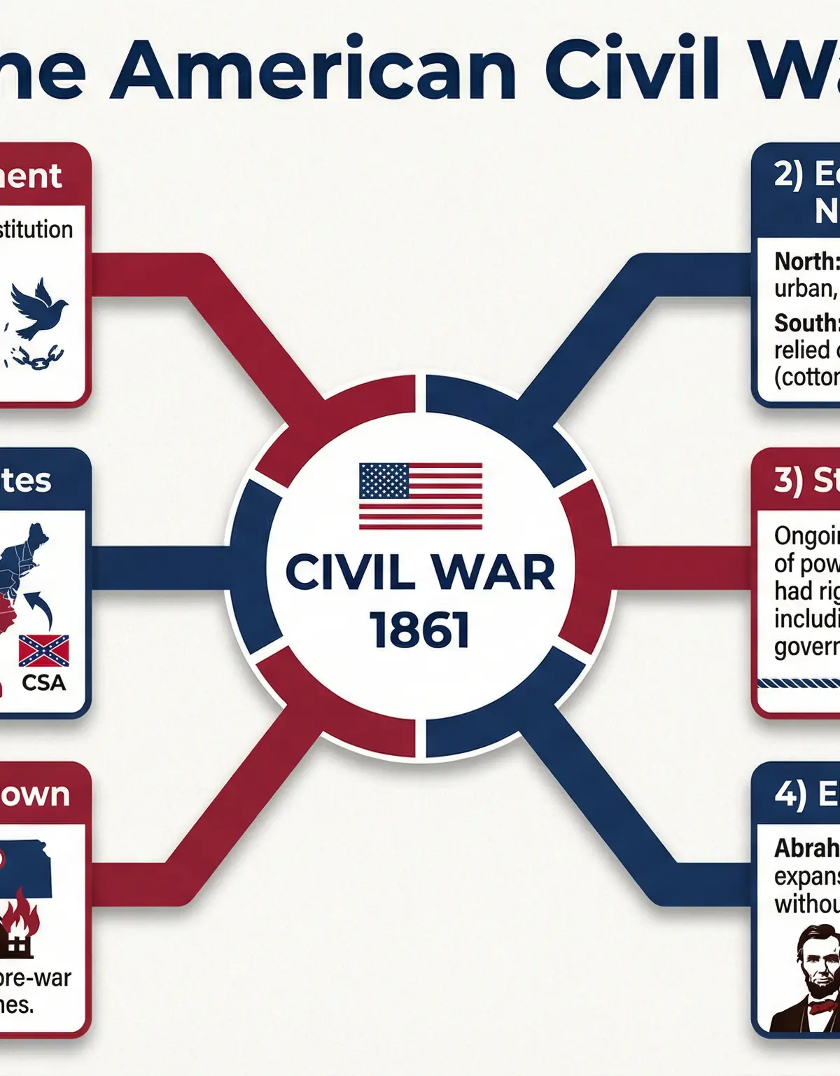 Diagram showing the interconnected causes of the American Civil War.