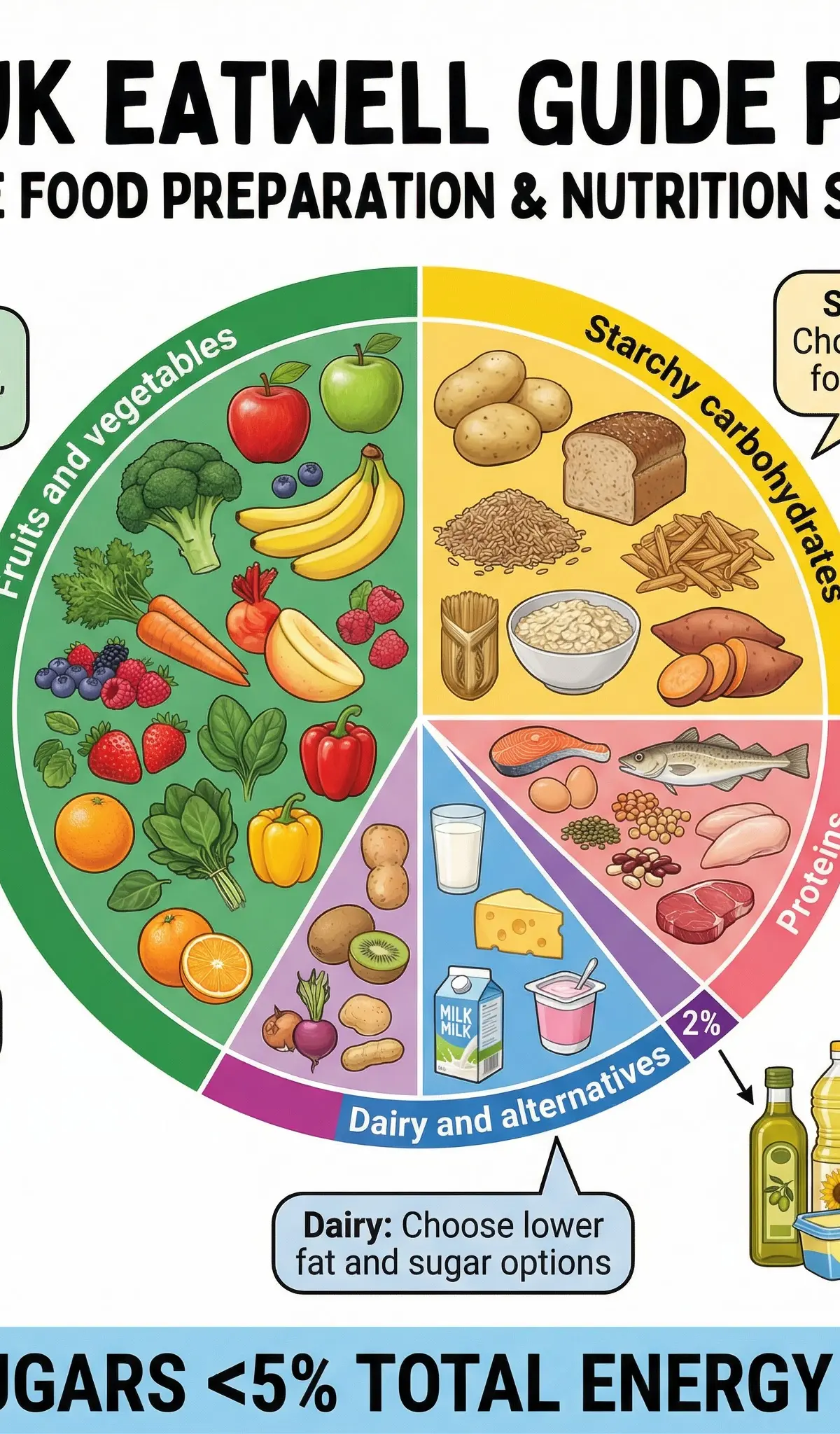 The Eatwell Guide: Proportions and key recommendations for exam success.