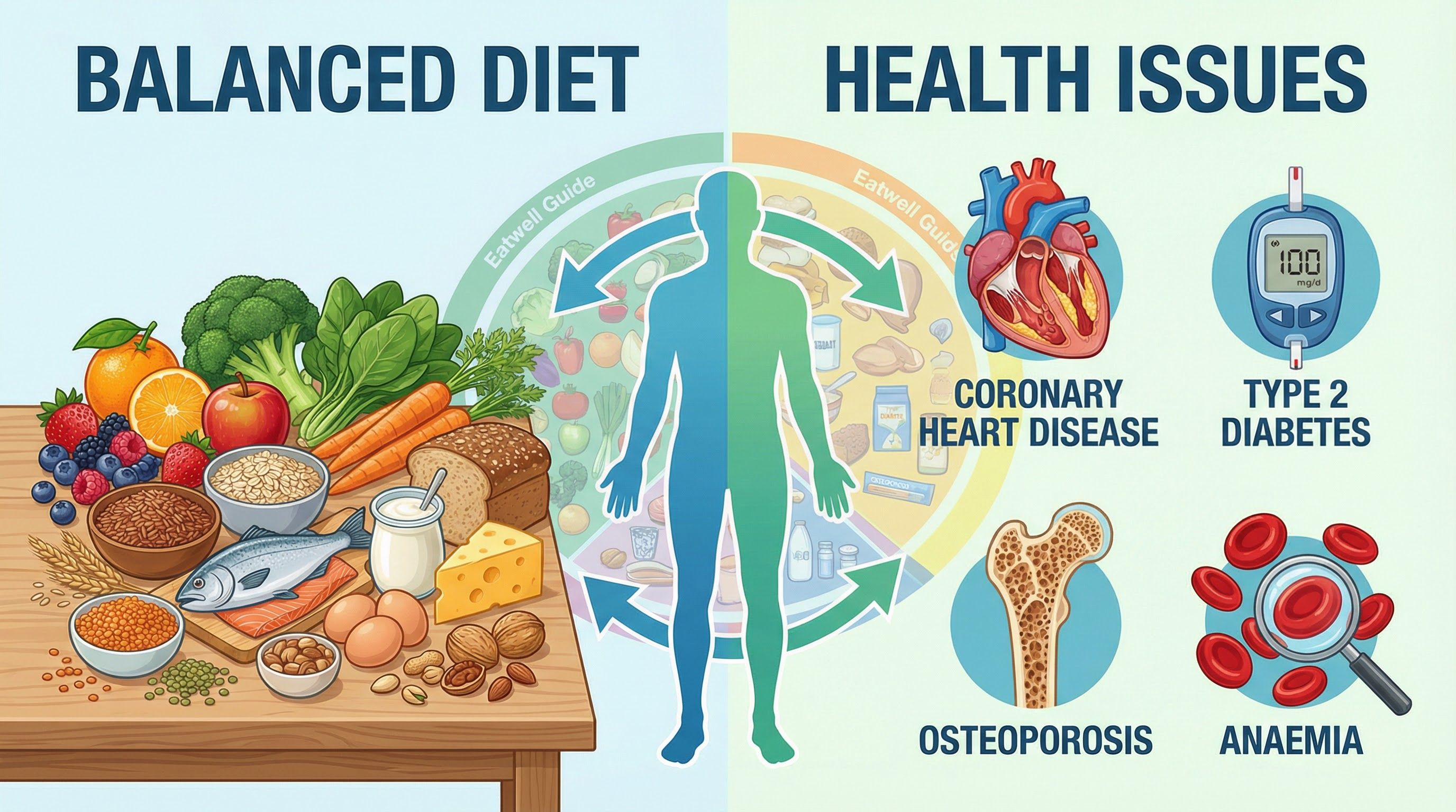 A balanced diet is key to preventing diet-related health issues.