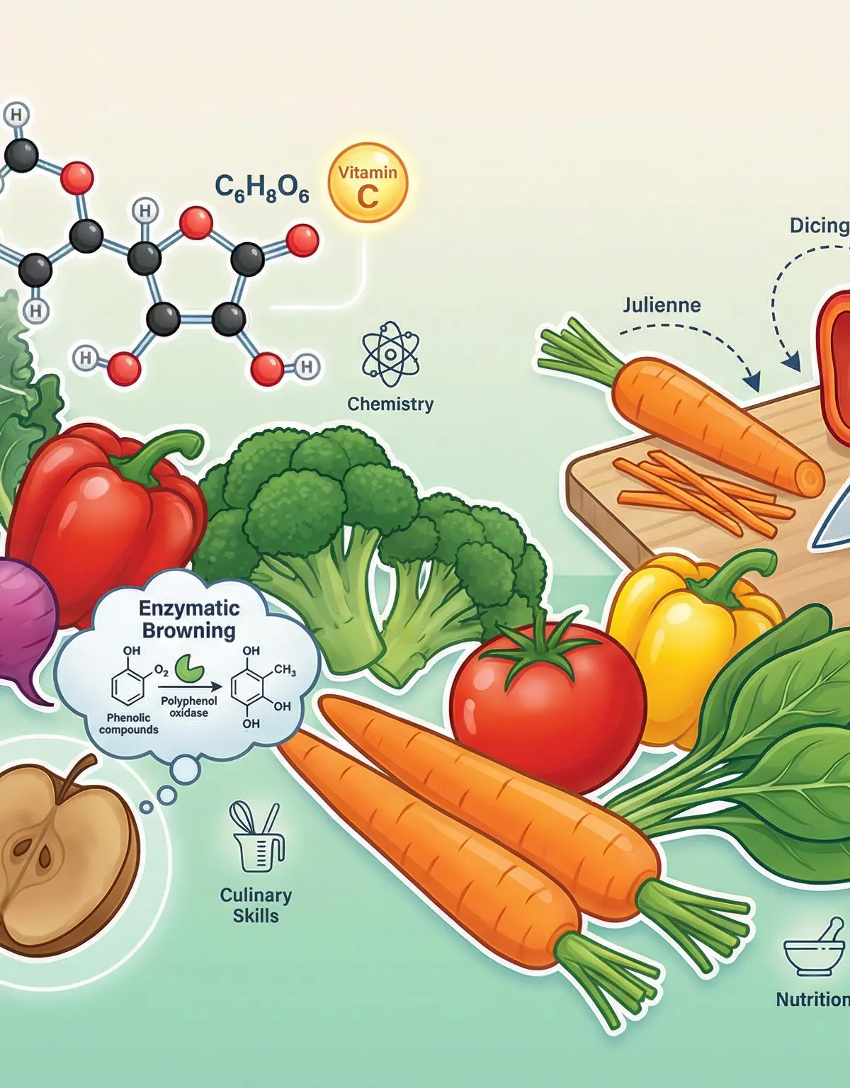 An overview of the key scientific and practical concepts in vegetable preparation.