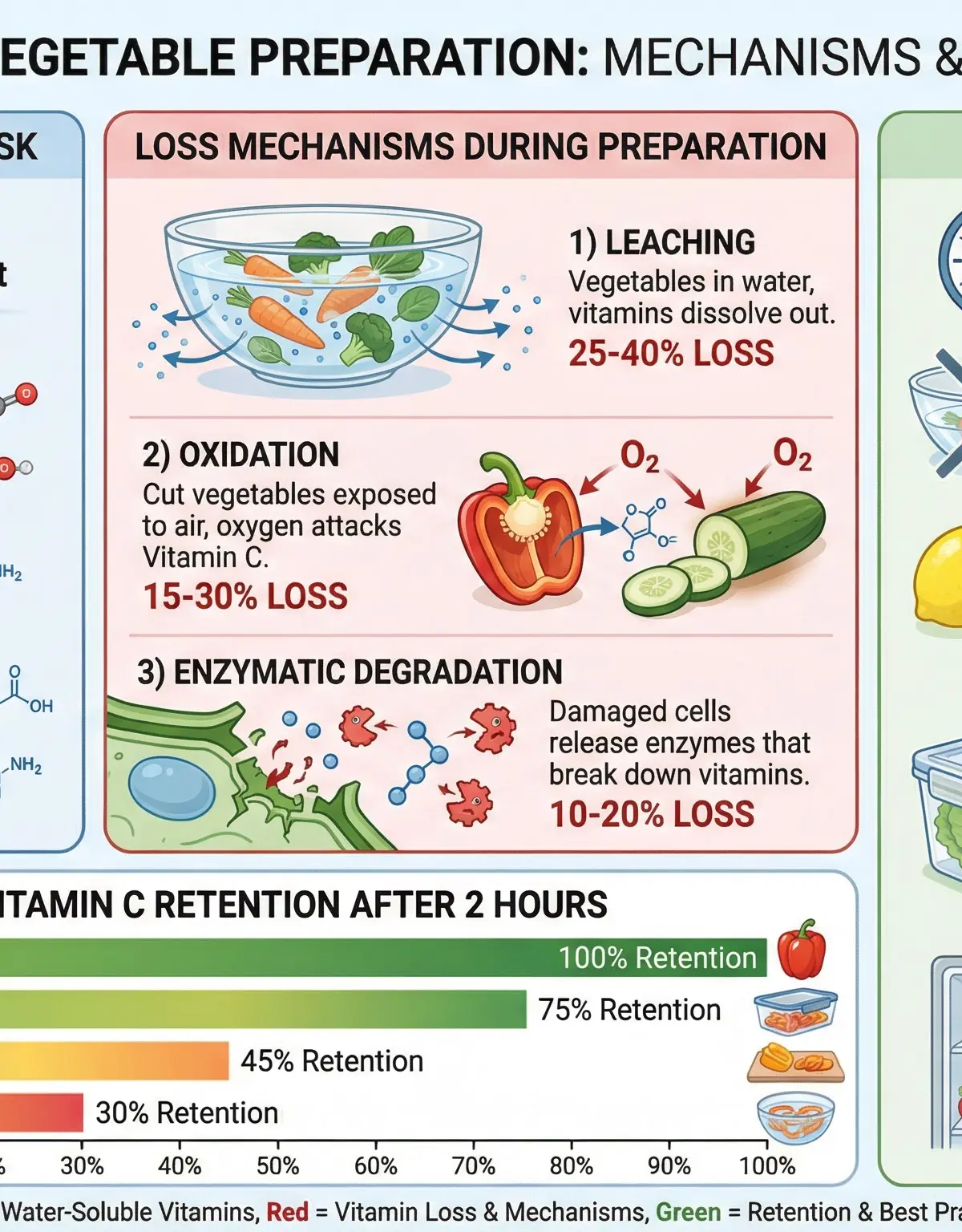 How to maximise vitamin retention during vegetable preparation.