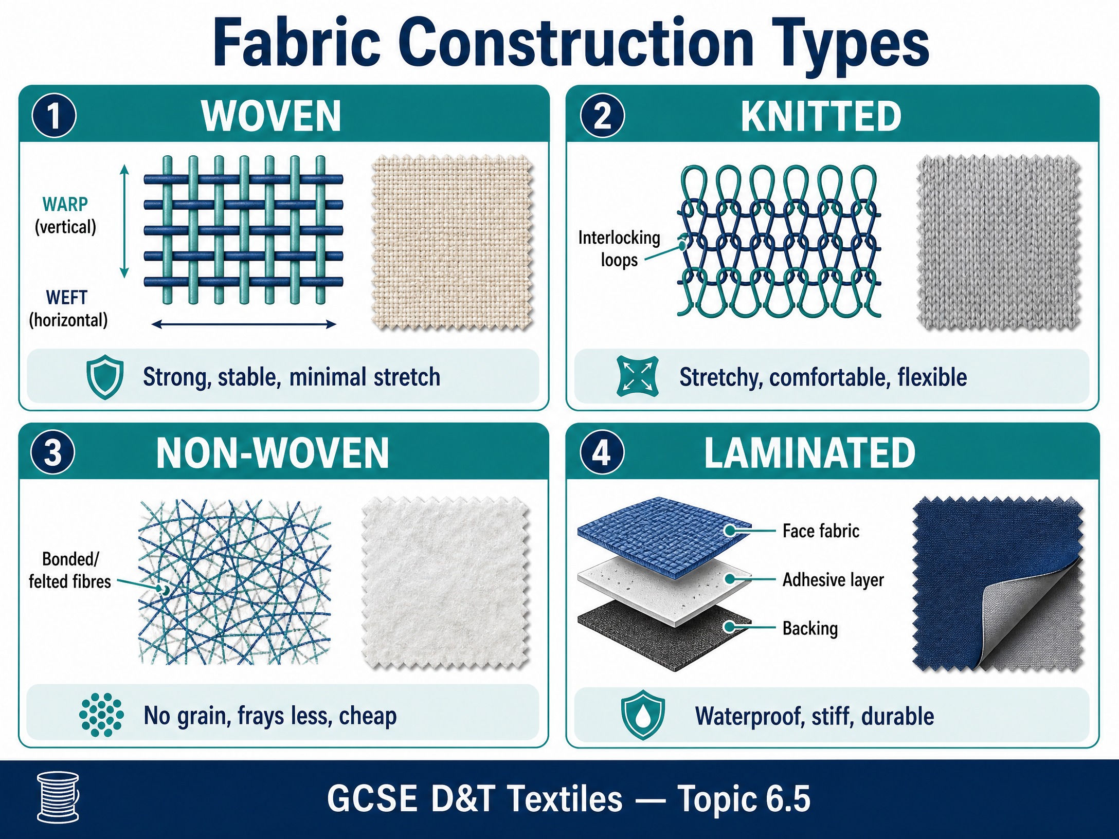 Fabric Construction Types: Woven, Knitted, Non-Woven, and Laminated