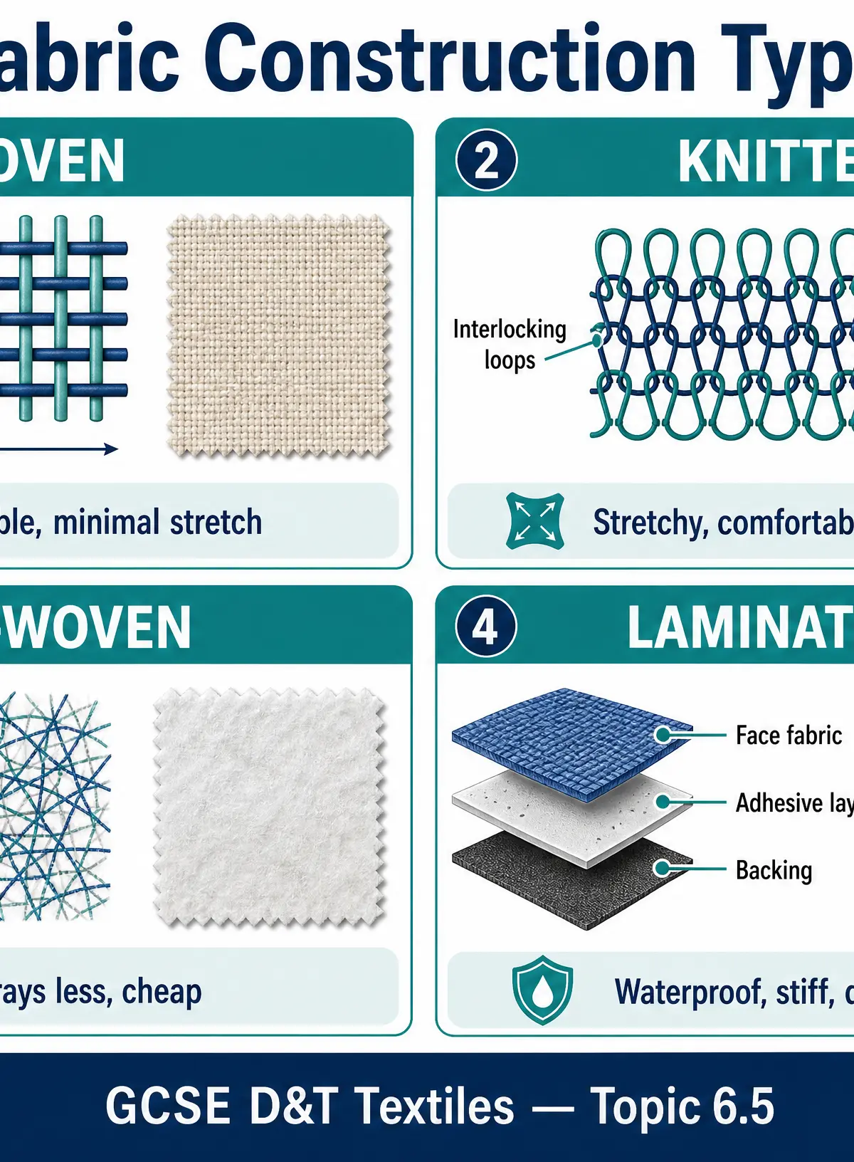 Fabric Construction Types: Woven, Knitted, Non-Woven, and Laminated