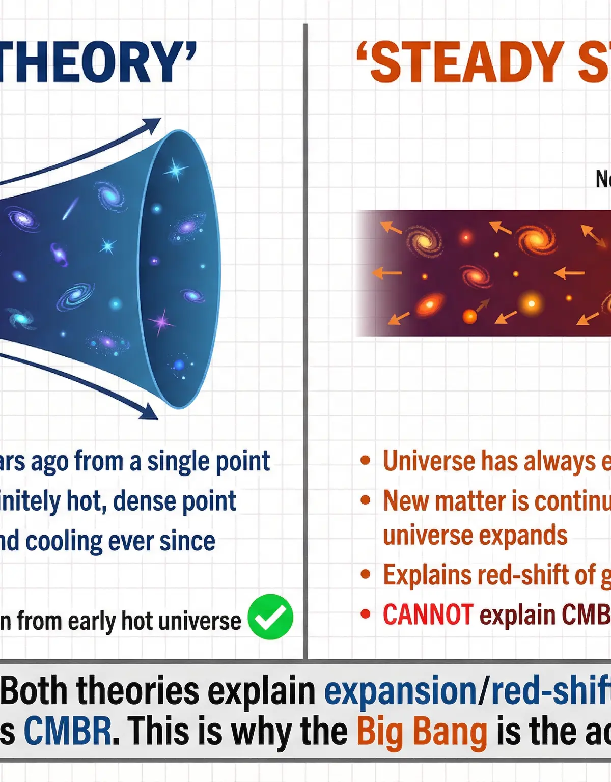 Comparison: Big Bang Theory vs. Steady State Theory