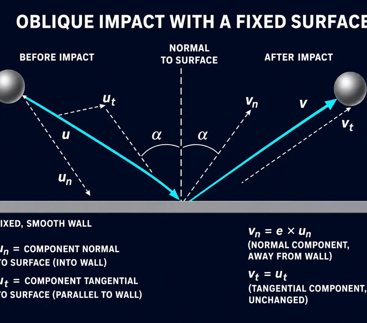 Resolving velocity components in an oblique impact