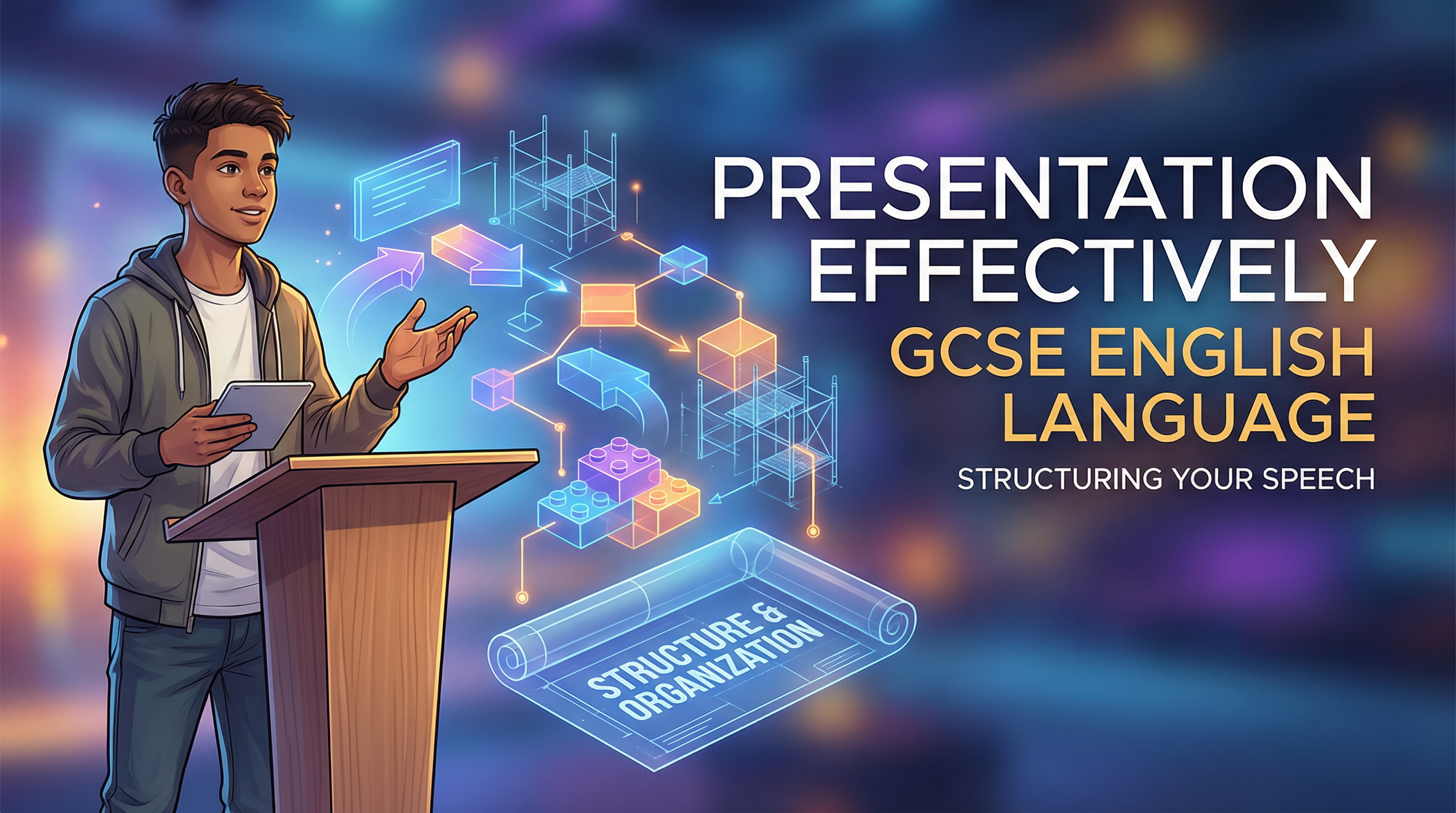 Structuring a presentation effectively — OCR GCSE study guide illustration