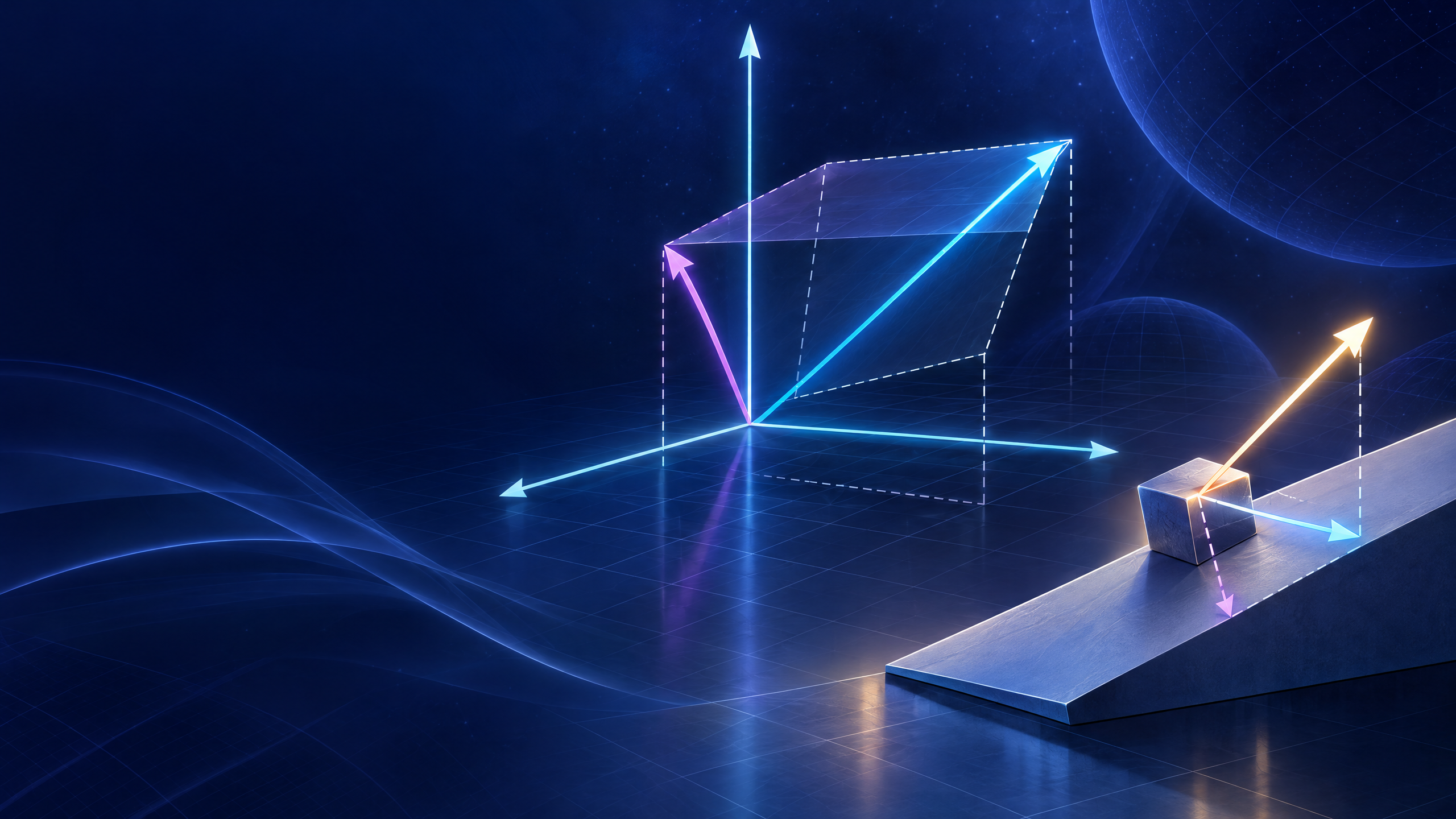 Vectors connect geometry, movement and force.