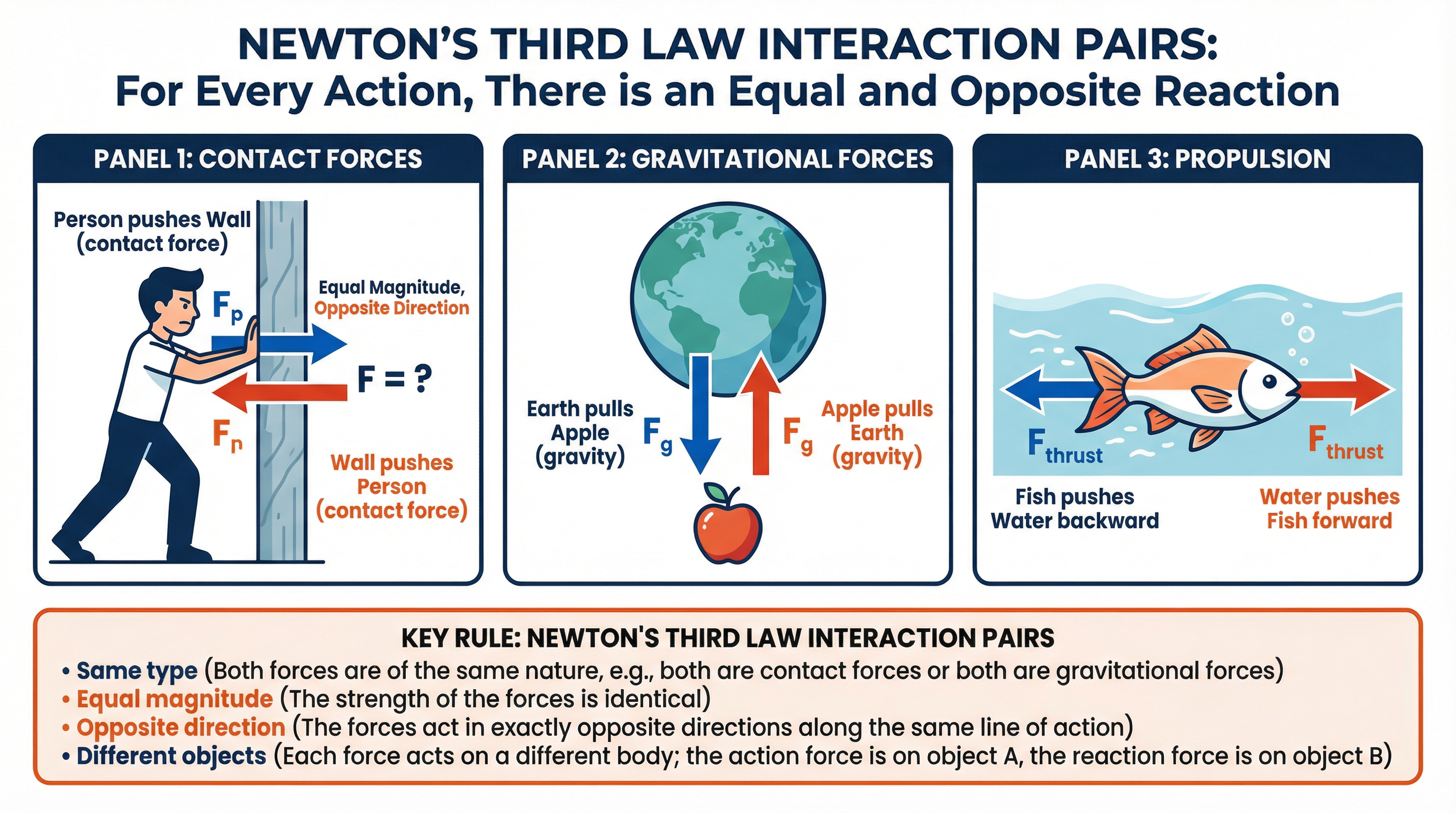 Examples of Newton's Third Law Interaction Pairs
