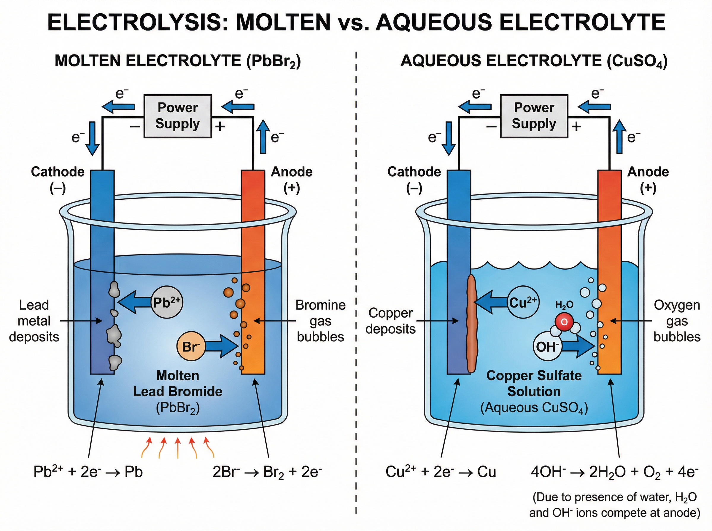 Electrolysis: Molten vs. Aqueous
