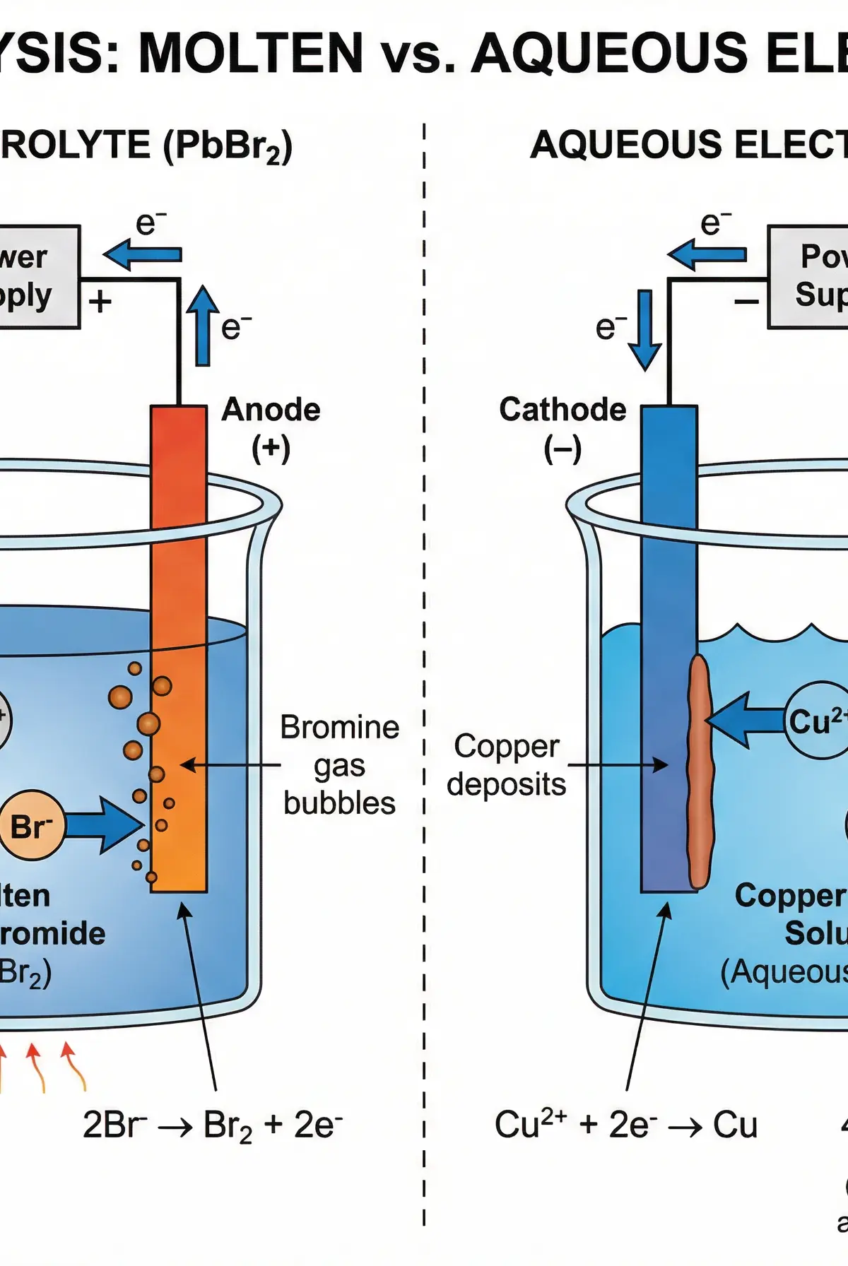 Electrolysis: Molten vs. Aqueous