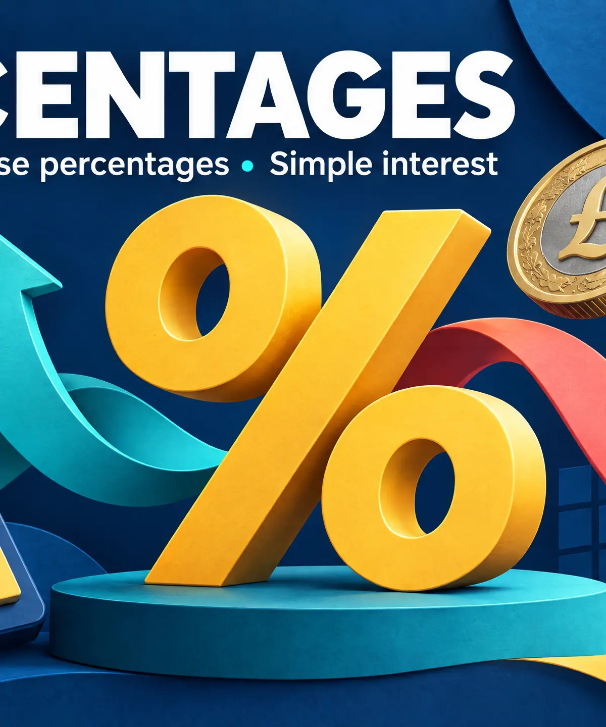 Percentages: identify the original 100%, then choose the correct operation.