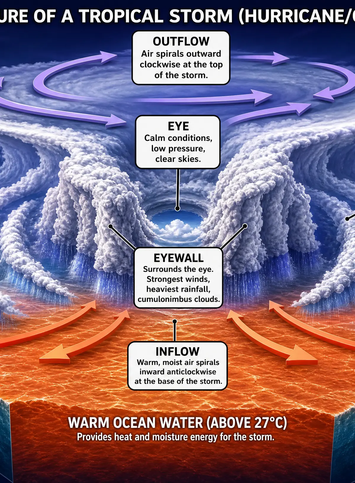 Cross-section structure of a tropical storm