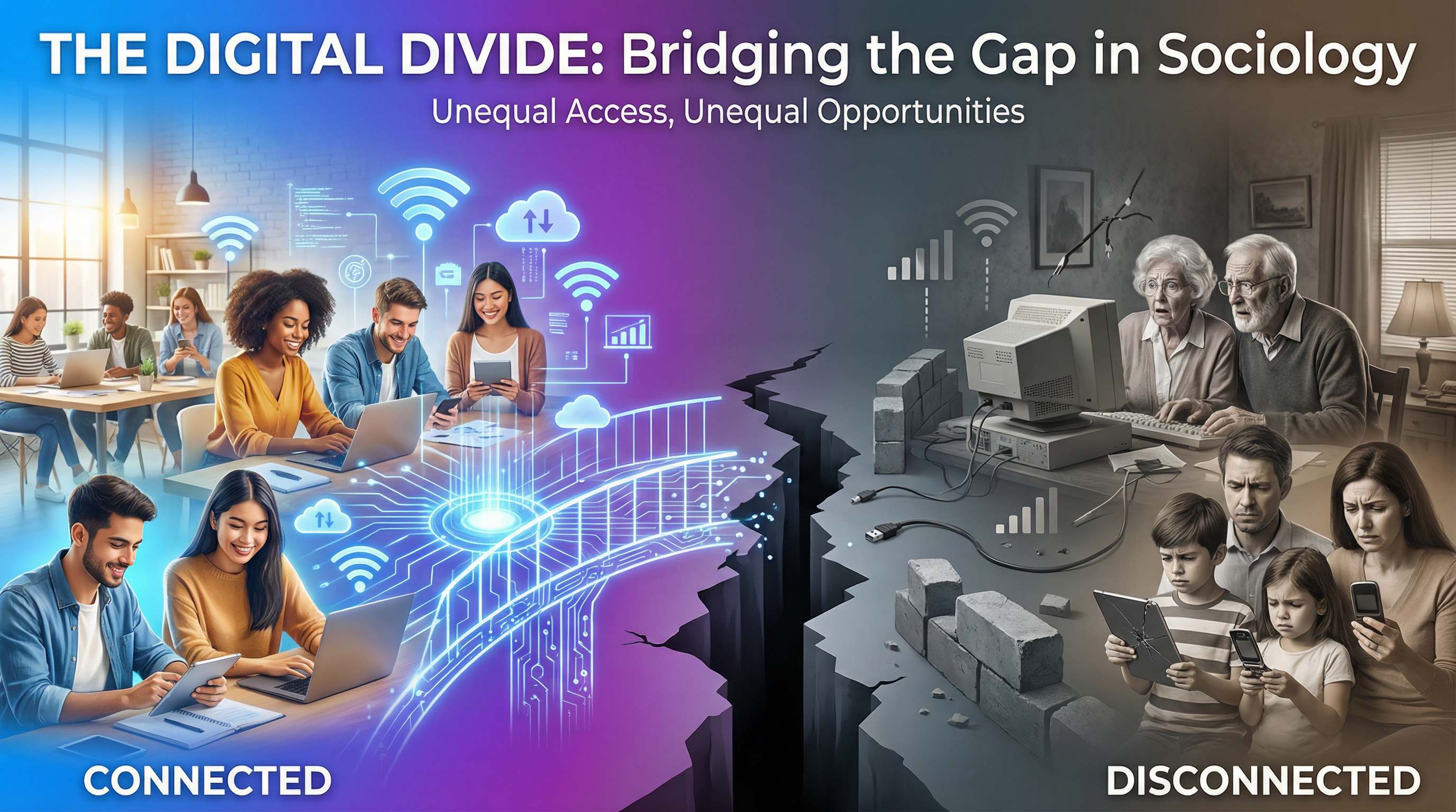 The digital divide — AQA GCSE study guide illustration