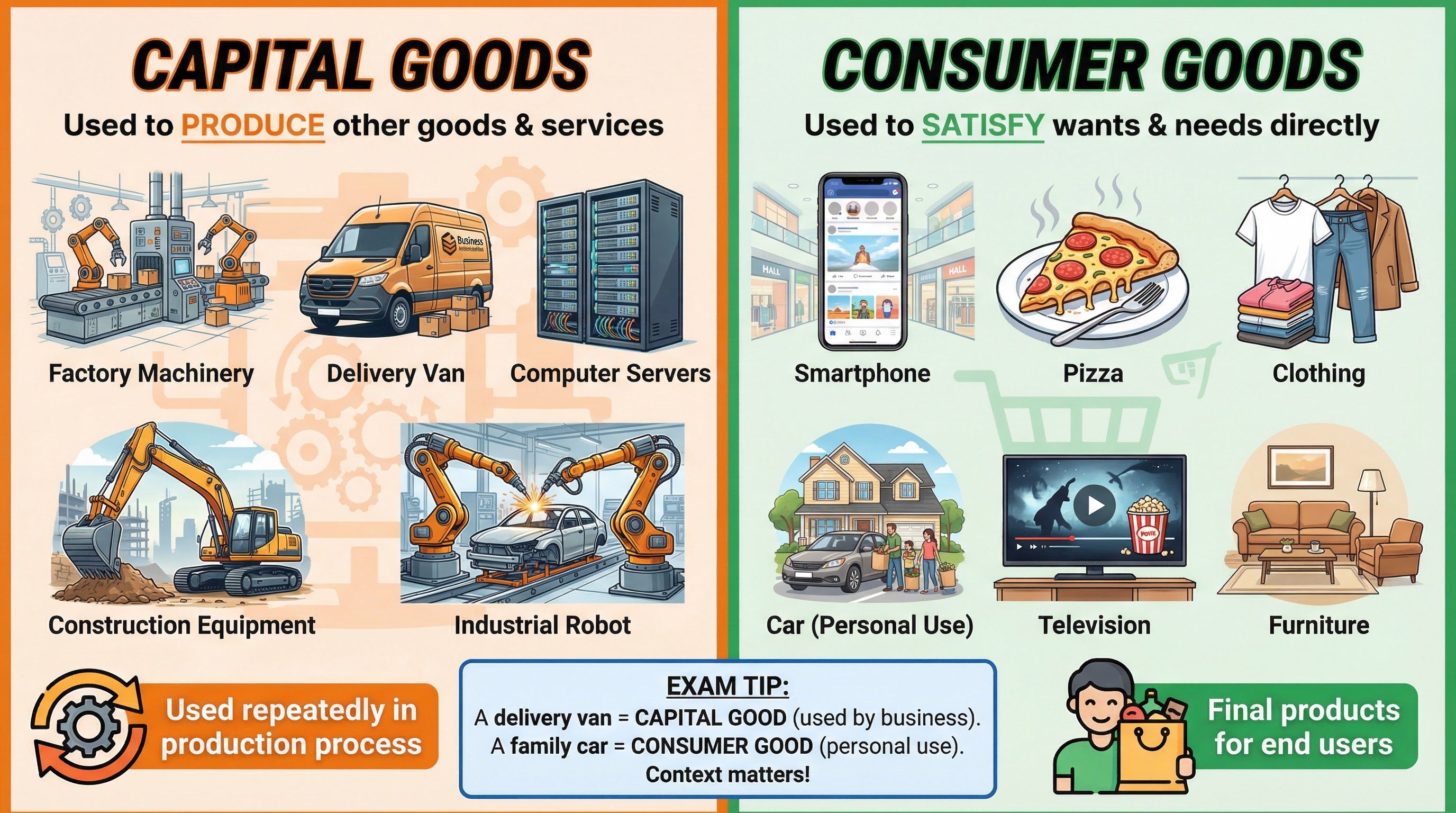 The crucial distinction between Capital Goods and Consumer Goods.