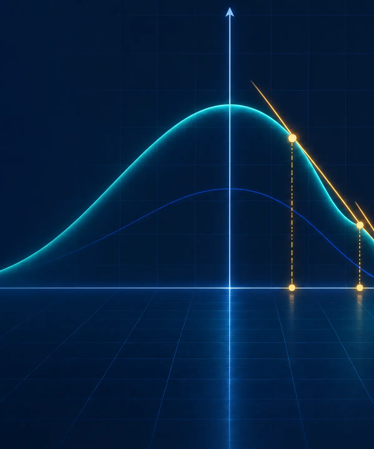 Newton-Raphson numerical methods: tangents moving towards a root.