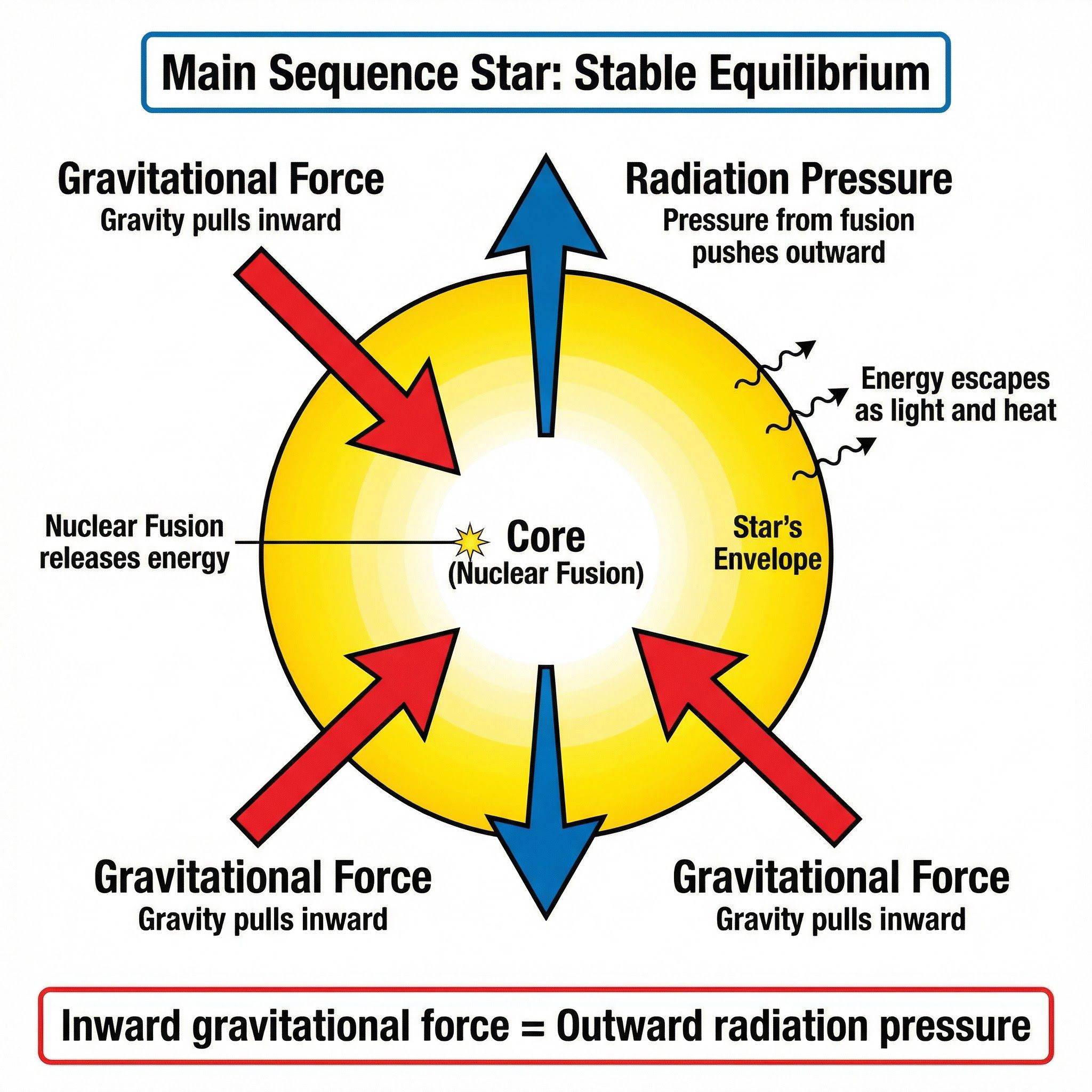 Equilibrium in a main sequence star.