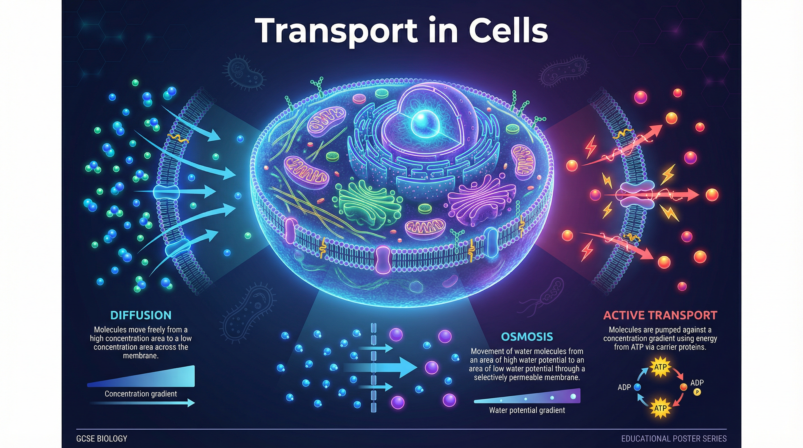Transport in Cells: The three main mechanisms