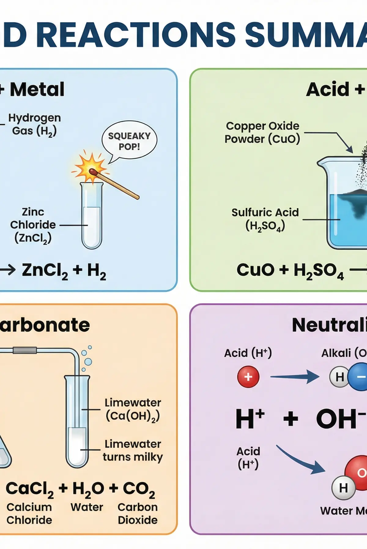 Summary of Acid Reactions