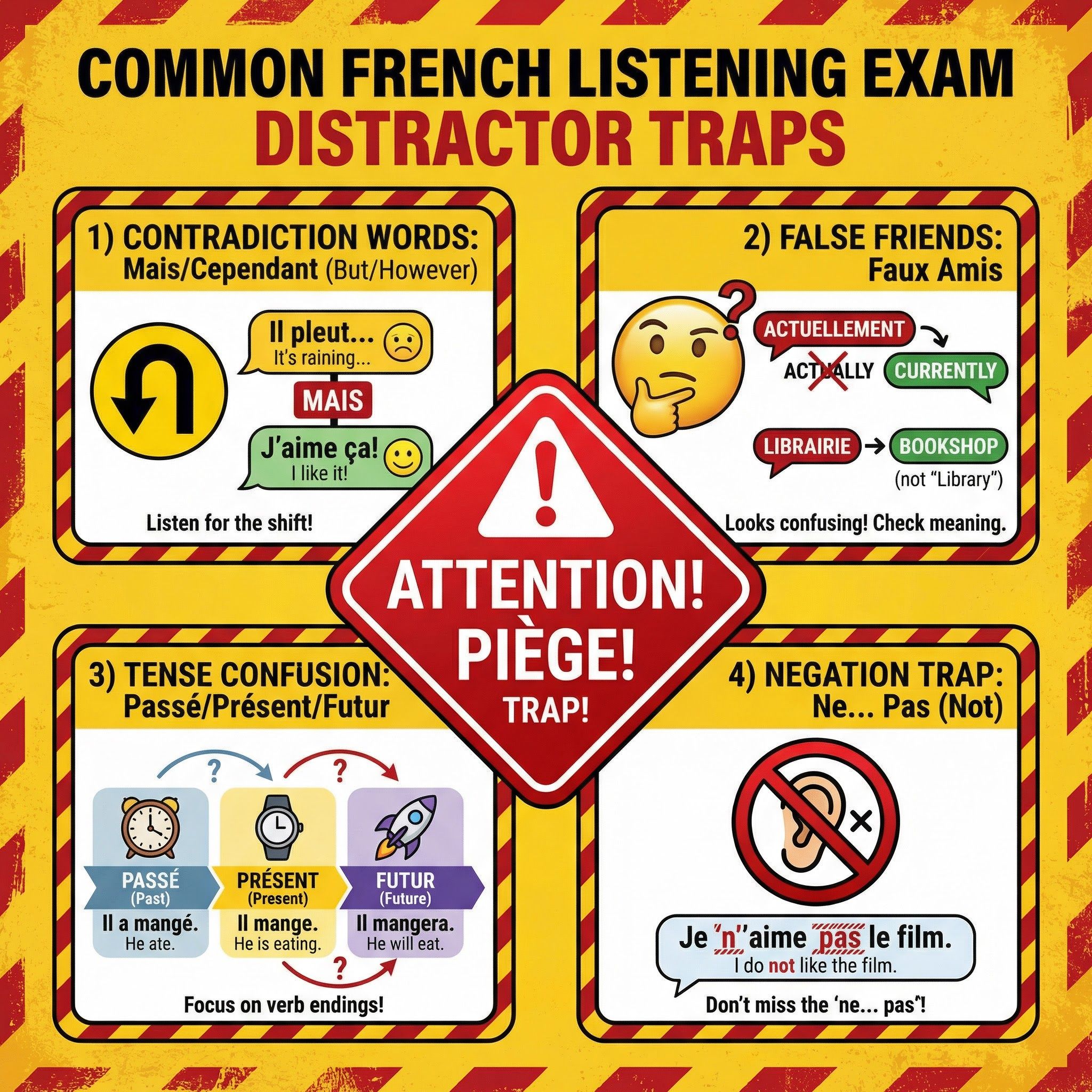 Common Distractor Traps in French Listening Exams