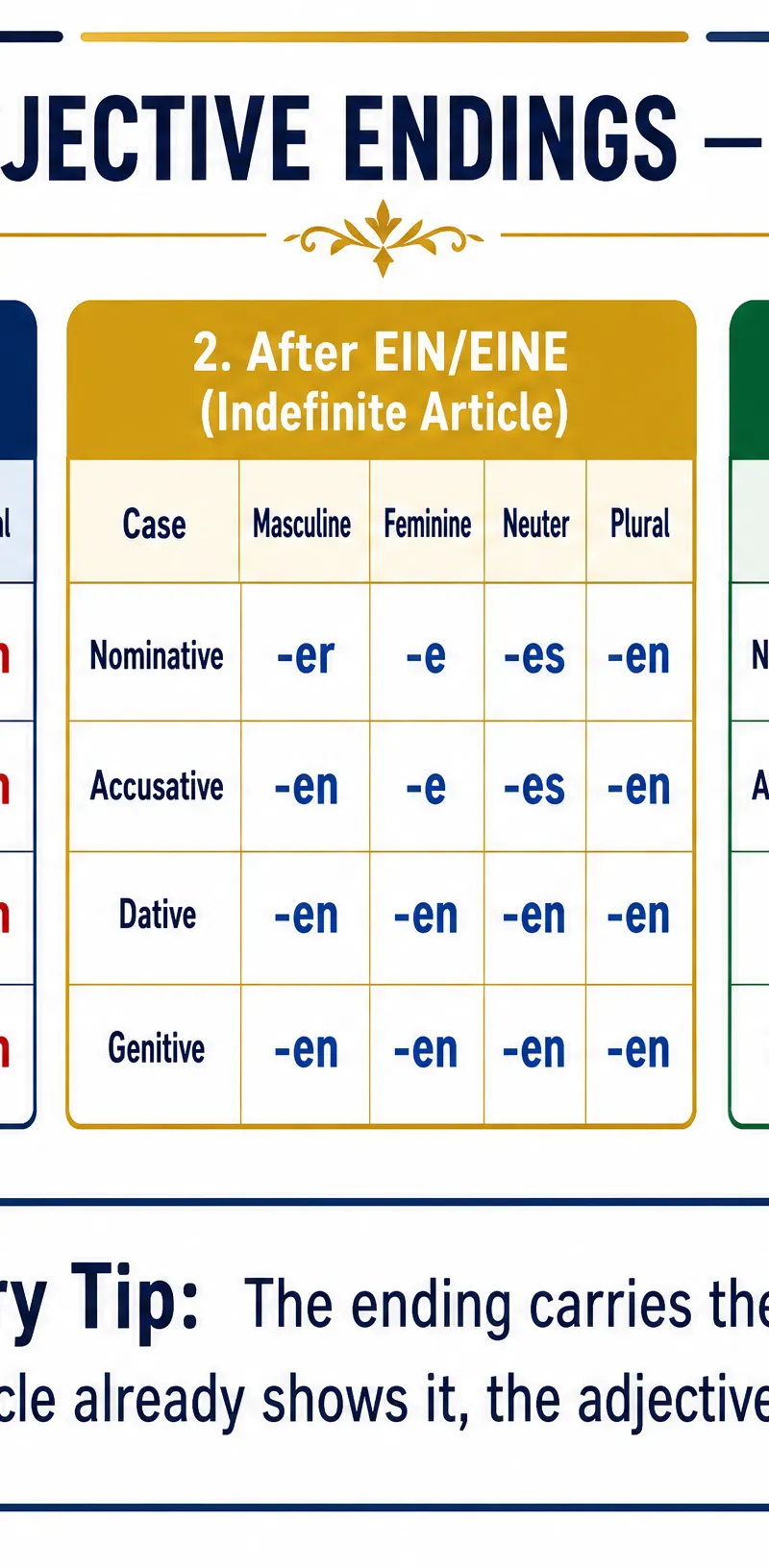 Grammar quick reference for Adjective Endings
