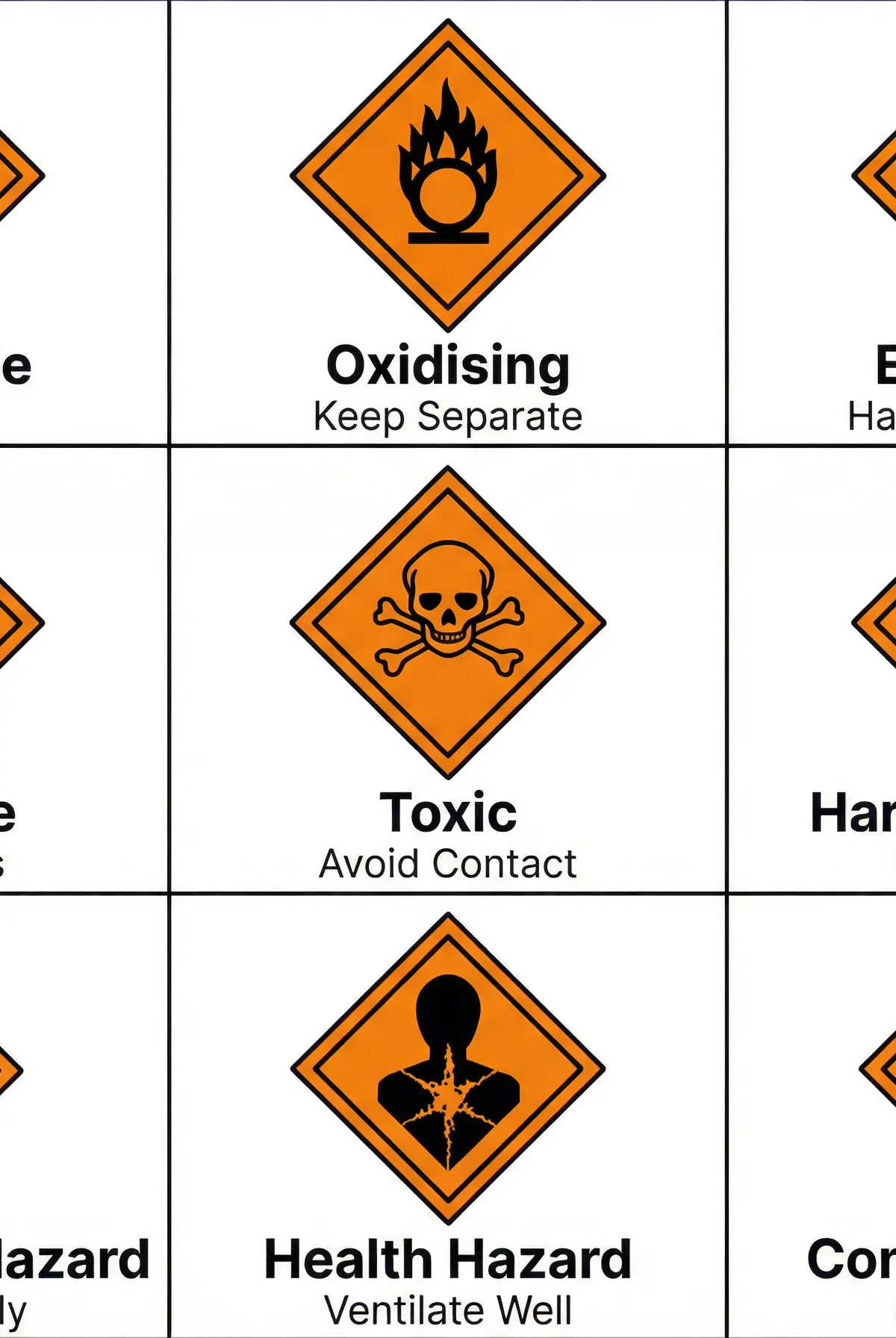 Standard laboratory hazard symbols