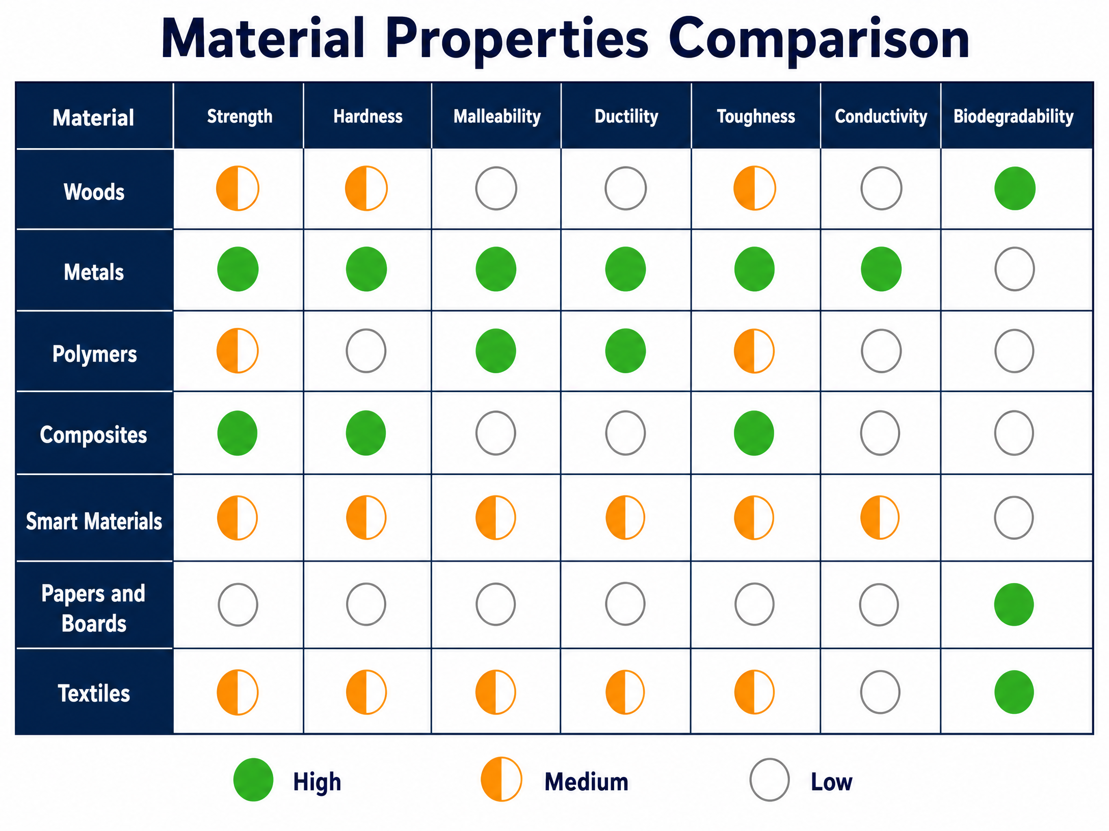 Material Properties Comparison Table