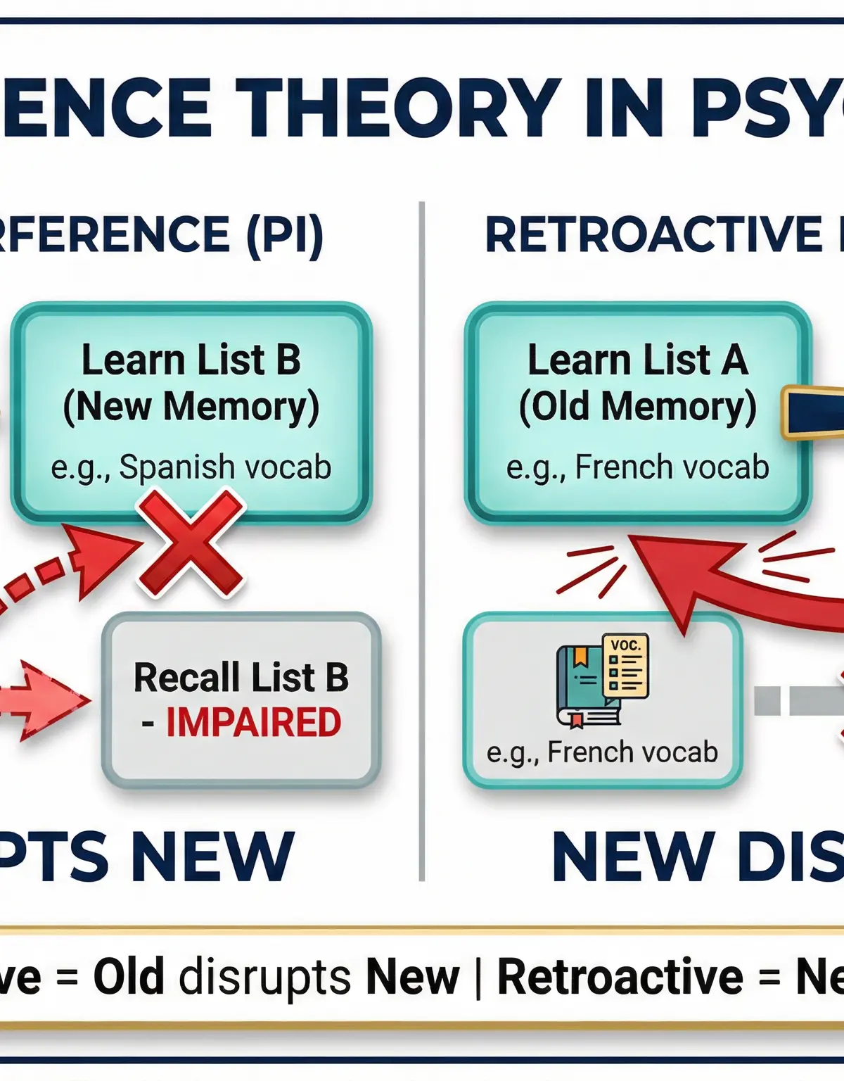 Interference Theory: Proactive vs Retroactive — with PORN mnemonic