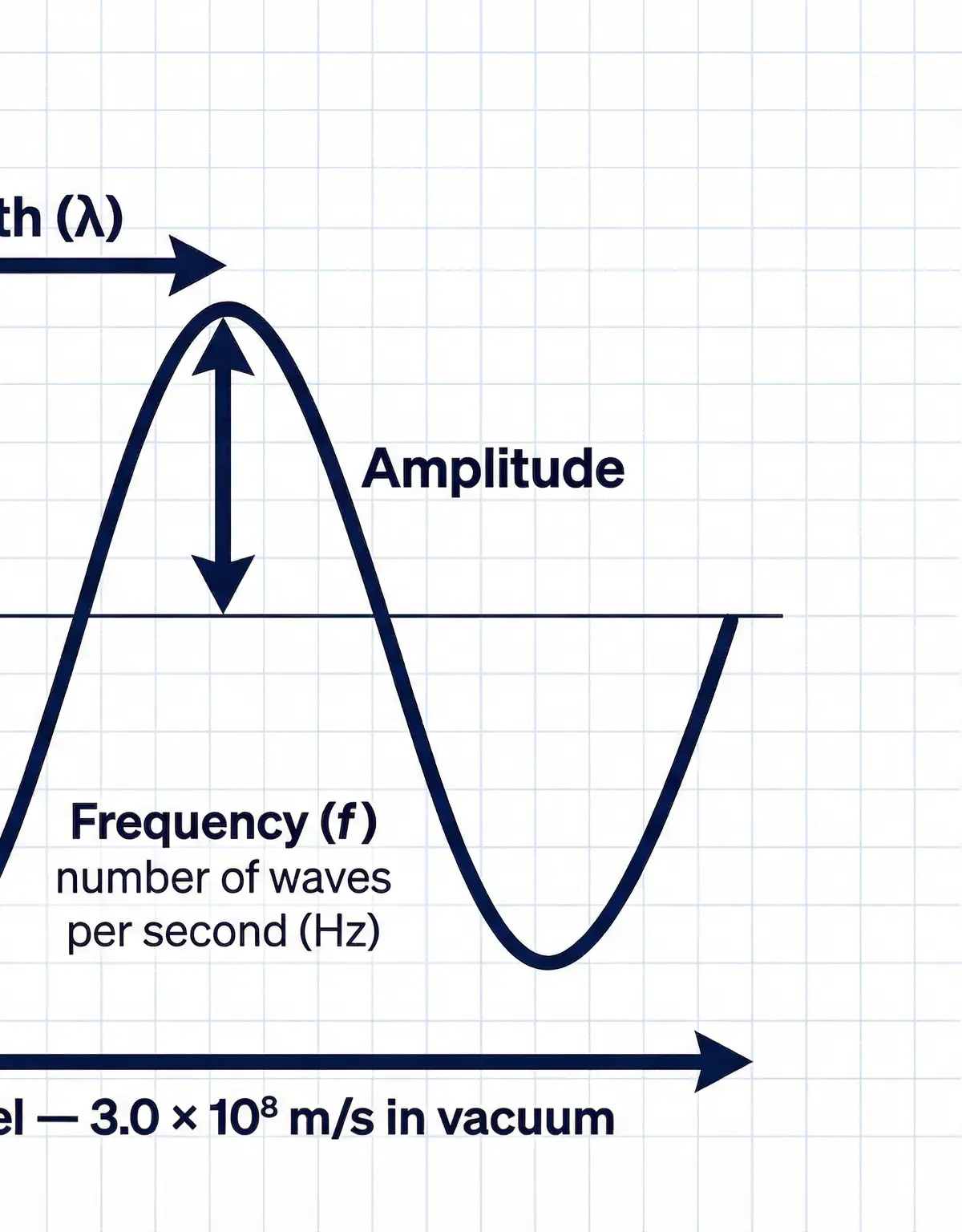 Key properties of an electromagnetic wave.