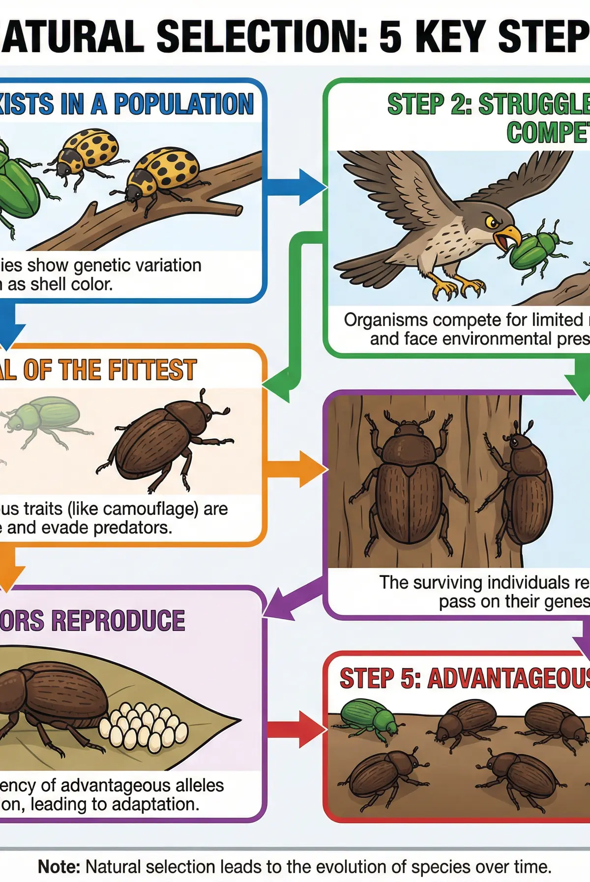 The 5 steps of Natural Selection