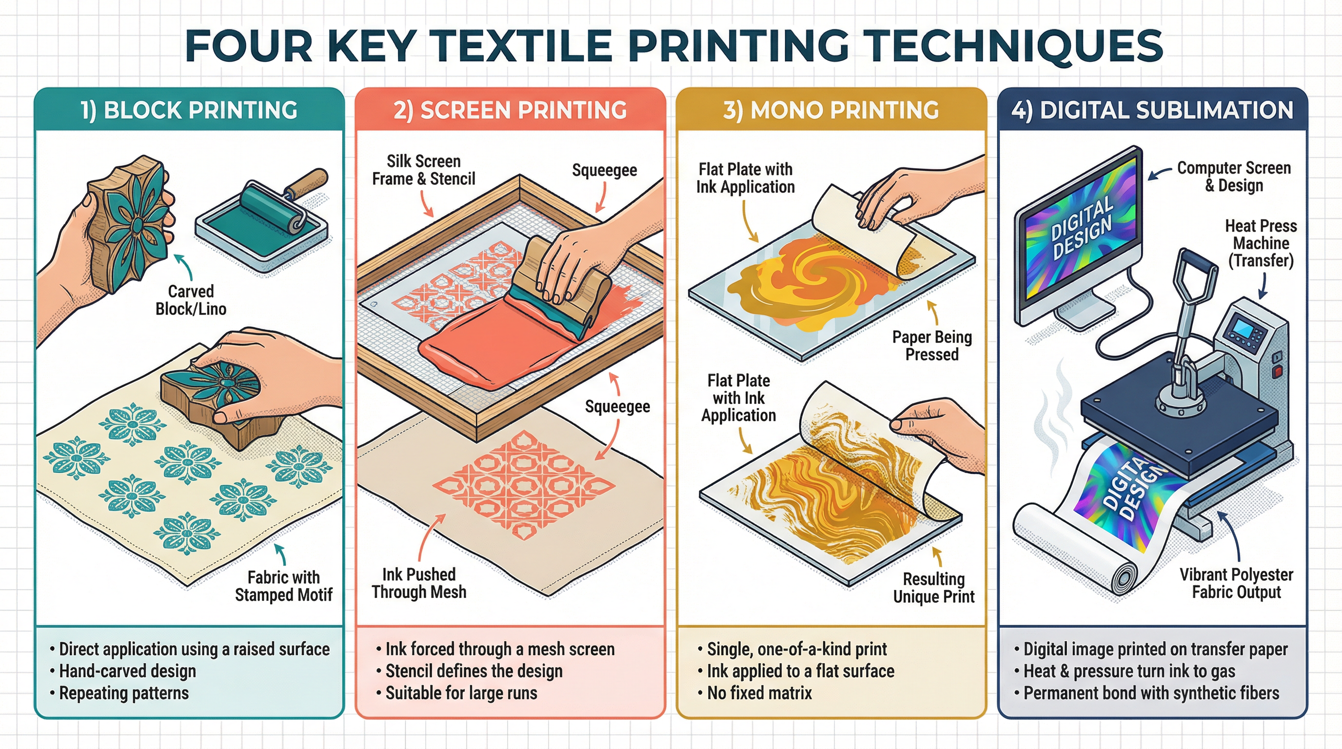 Four Key Textile Printing Techniques.