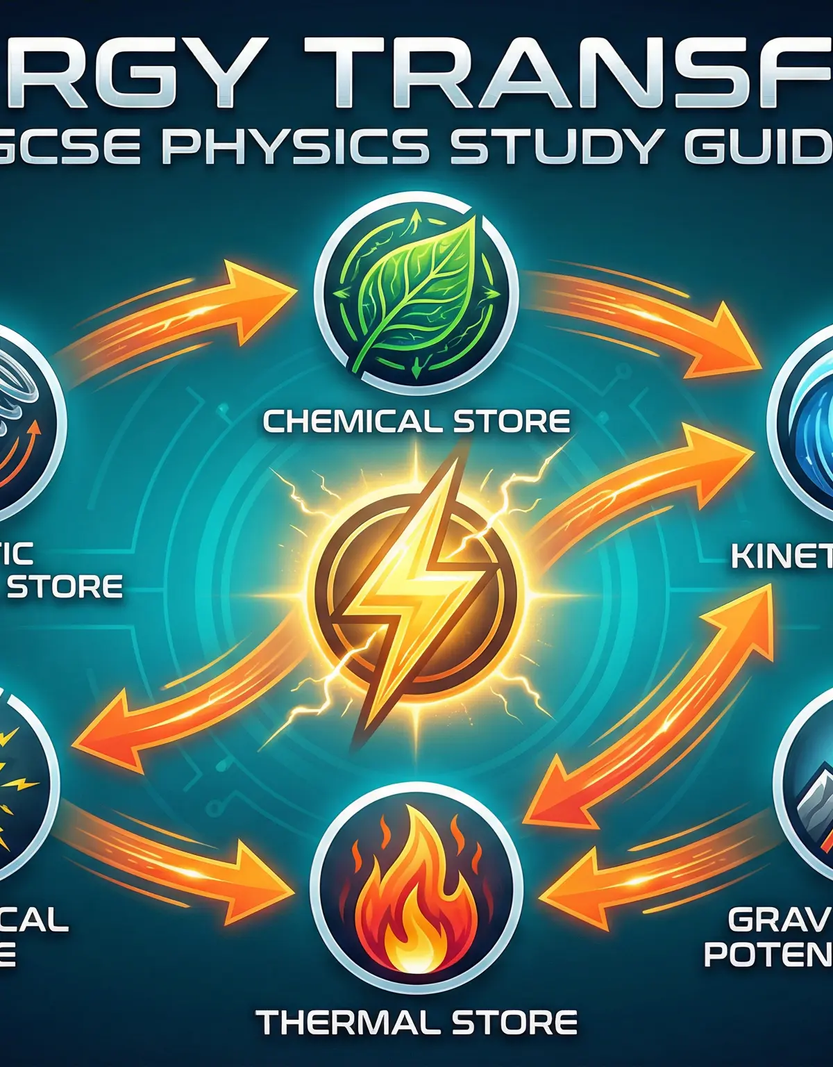 An overview of the key energy stores and the concept of transfers between them.
